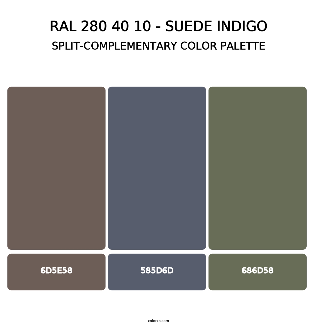RAL 280 40 10 - Suede Indigo - Split-Complementary Color Palette