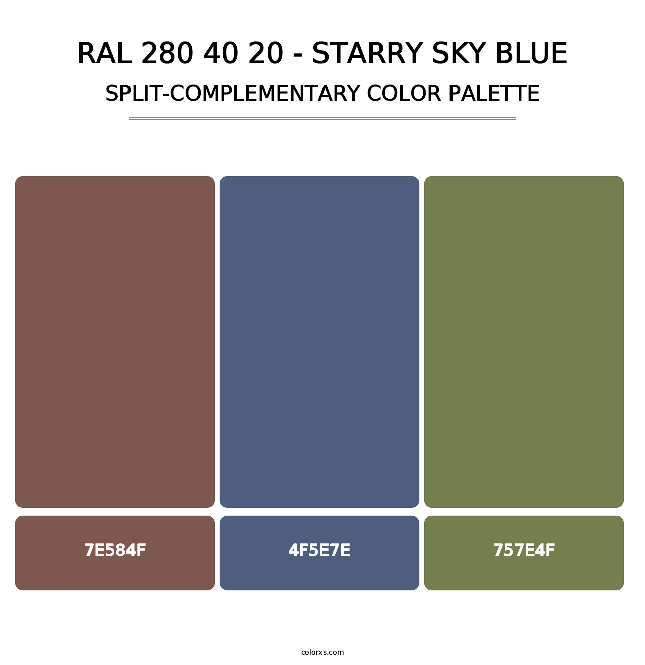 RAL 280 40 20 - Starry Sky Blue - Split-Complementary Color Palette