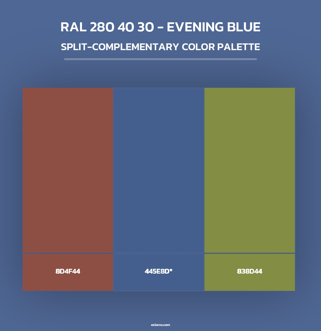 RAL 280 40 30 - Evening Blue - Split-Complementary Color Palette