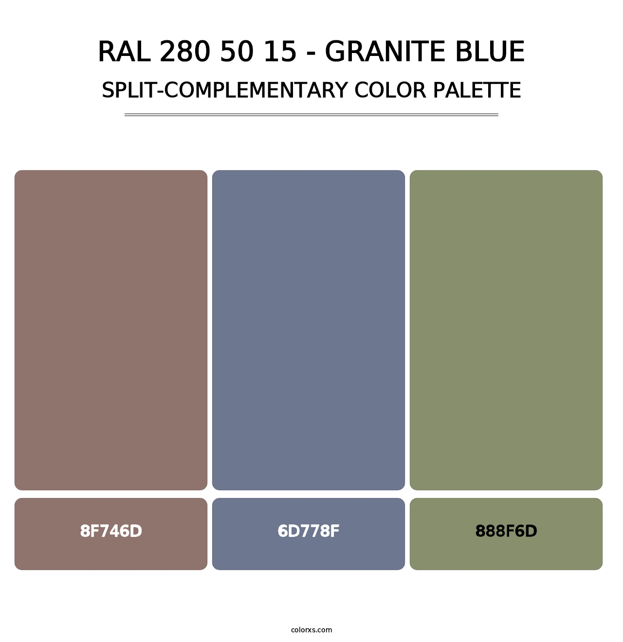 RAL 280 50 15 - Granite Blue - Split-Complementary Color Palette