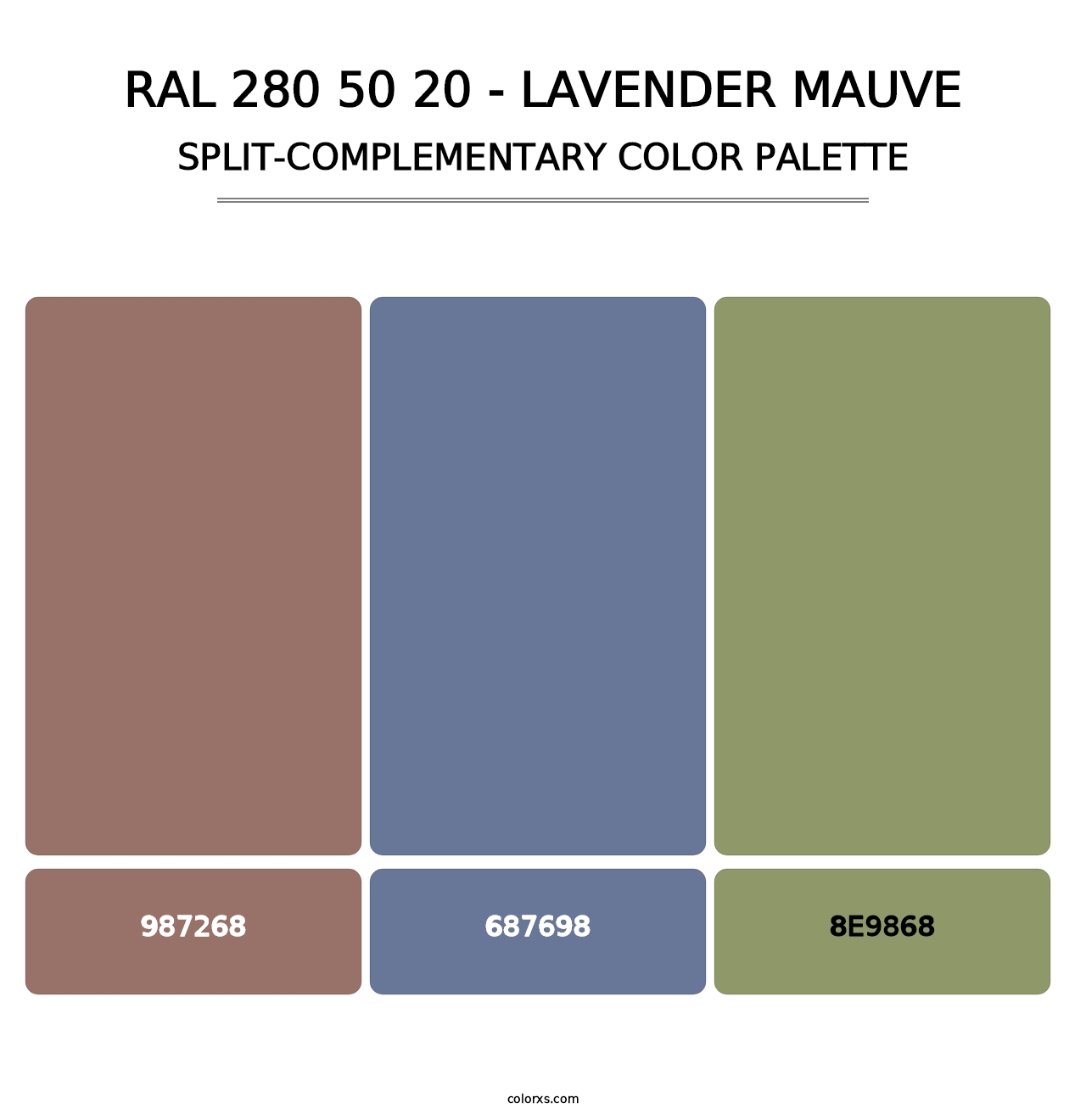 RAL 280 50 20 - Lavender Mauve - Split-Complementary Color Palette