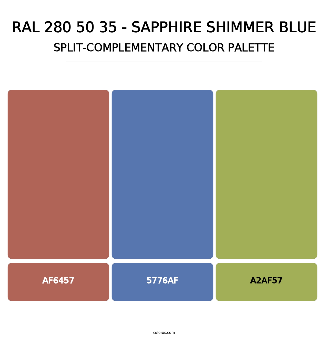 RAL 280 50 35 - Sapphire Shimmer Blue - Split-Complementary Color Palette