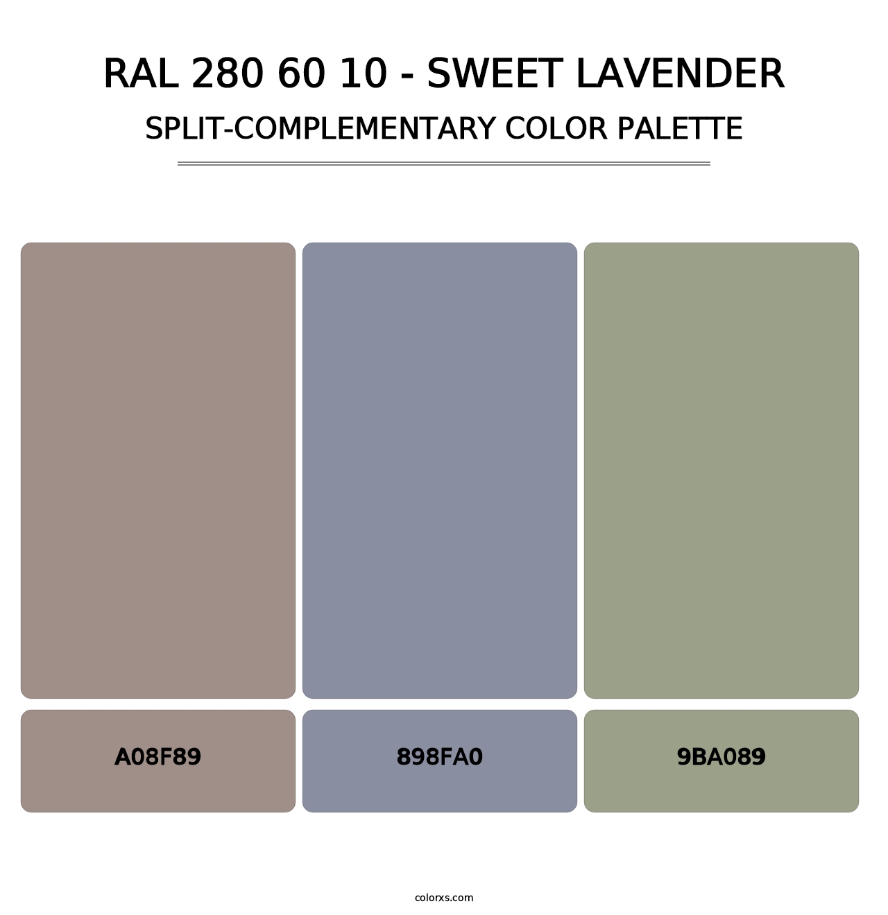 RAL 280 60 10 - Sweet Lavender - Split-Complementary Color Palette