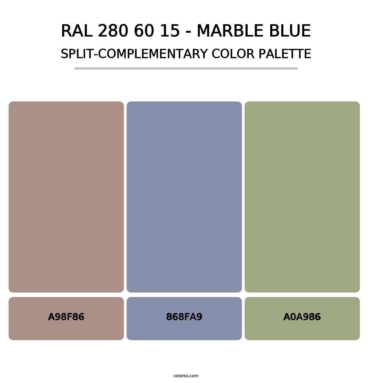 RAL 280 60 15 - Marble Blue - Split-Complementary Color Palette