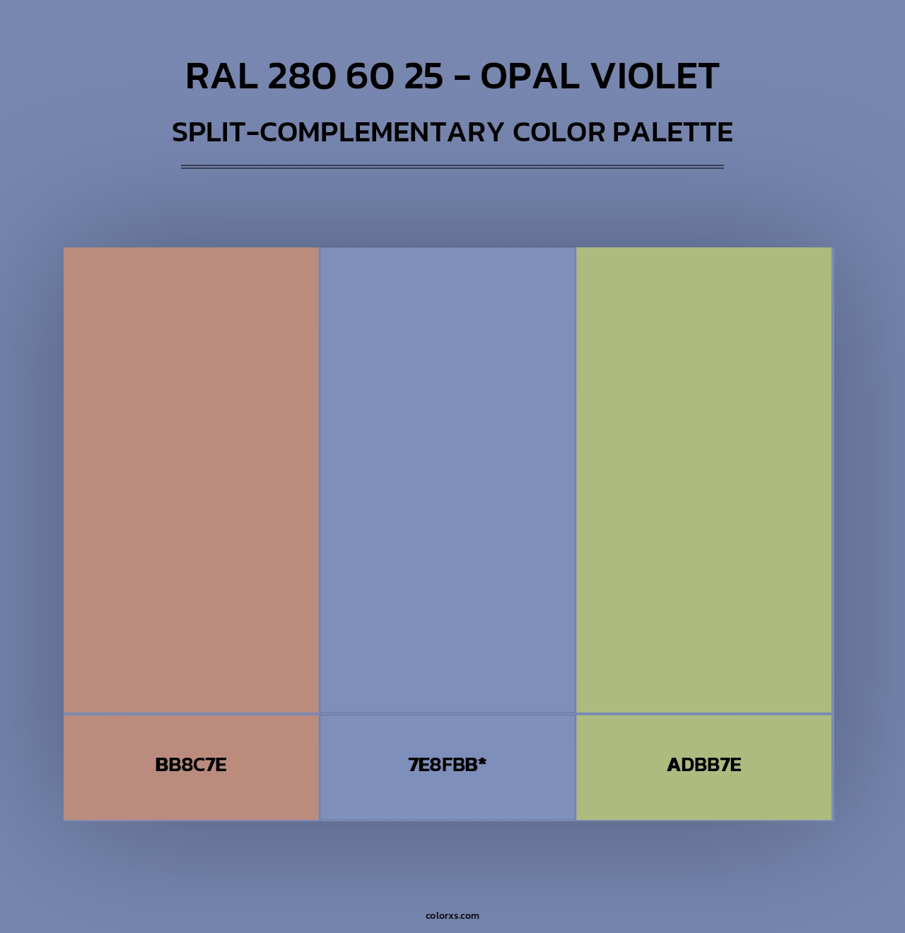 RAL 280 60 25 - Opal Violet - Split-Complementary Color Palette