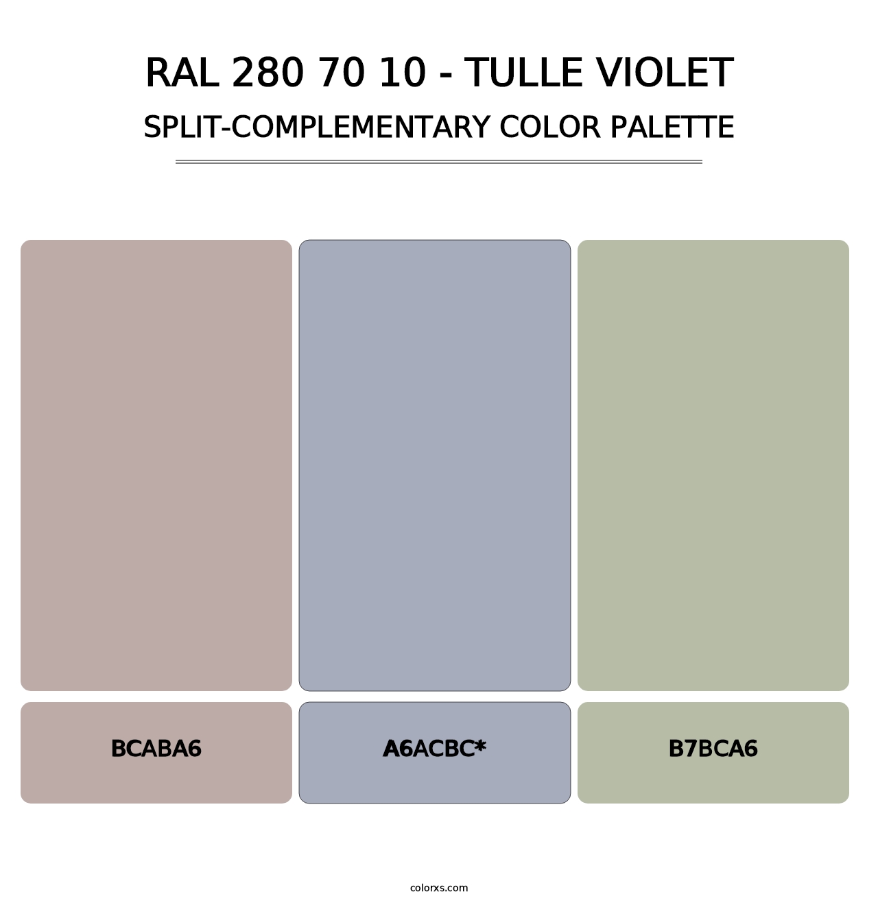 RAL 280 70 10 - Tulle Violet - Split-Complementary Color Palette