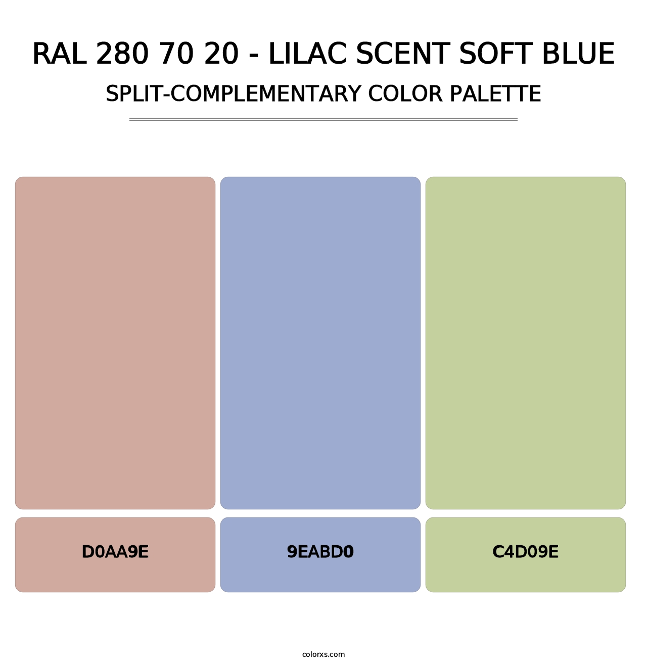 RAL 280 70 20 - Lilac Scent Soft Blue - Split-Complementary Color Palette