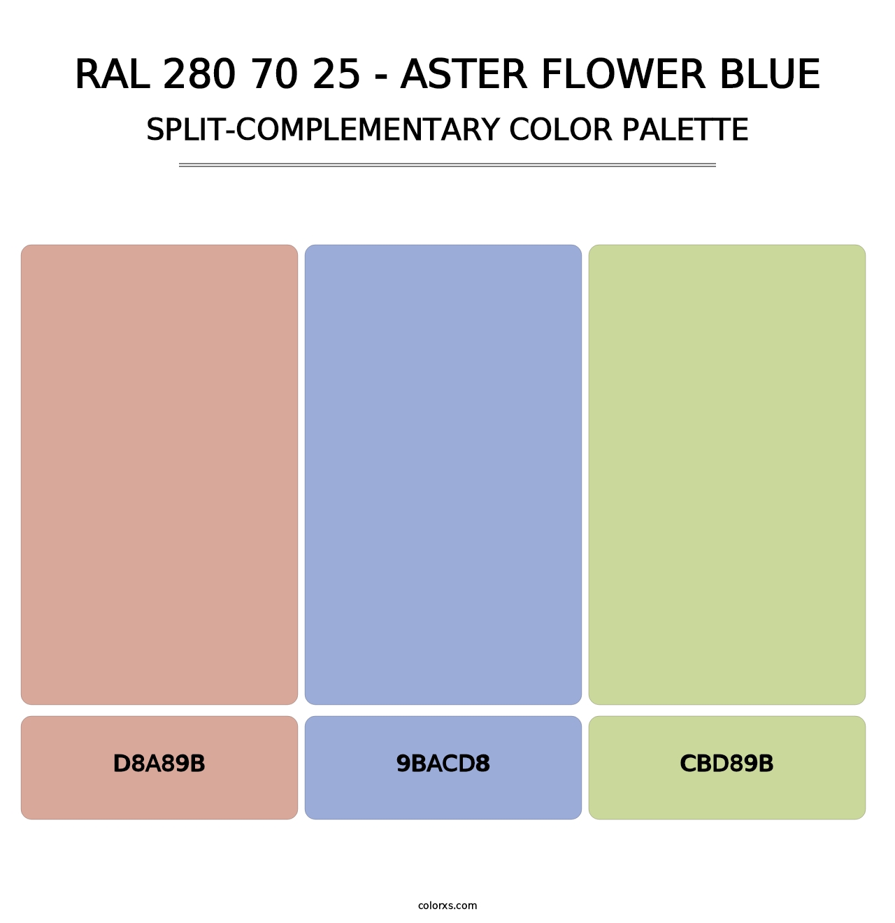 RAL 280 70 25 - Aster Flower Blue - Split-Complementary Color Palette