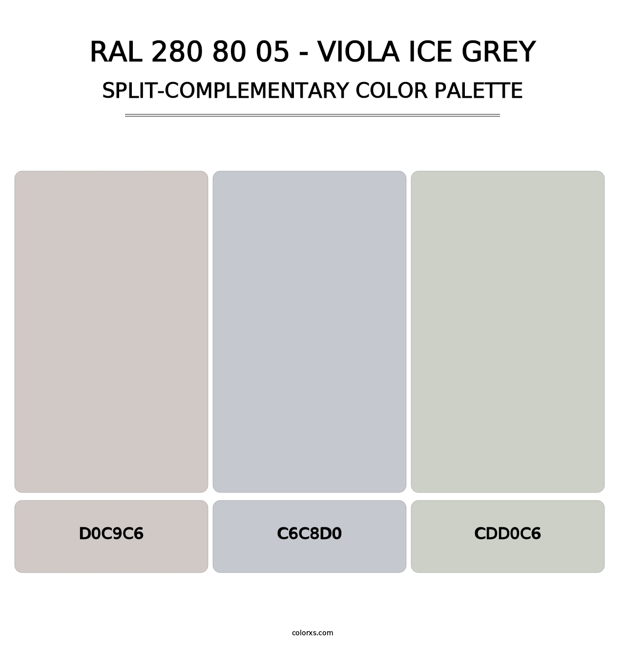 RAL 280 80 05 - Viola Ice Grey - Split-Complementary Color Palette