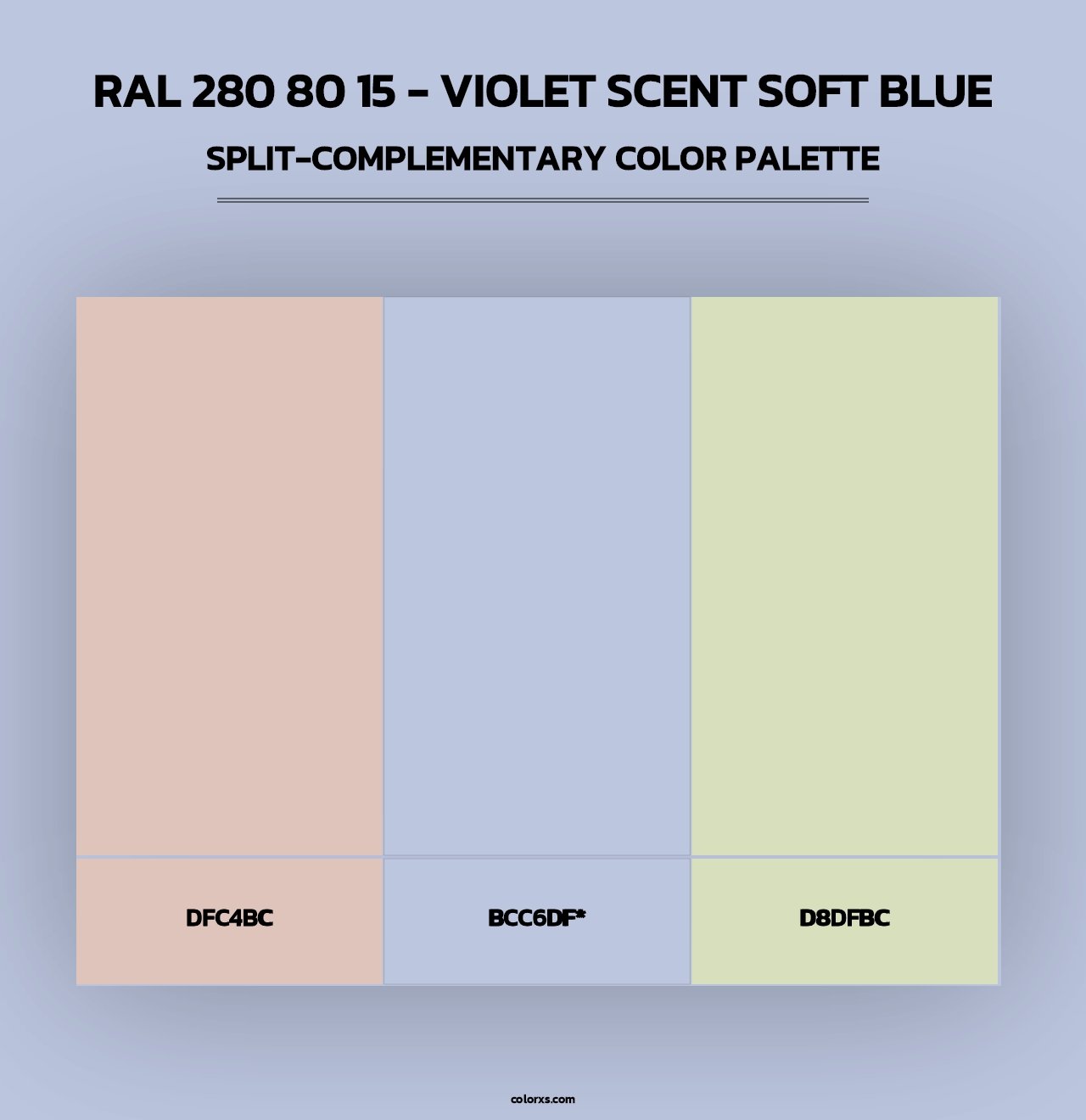 RAL 280 80 15 - Violet Scent Soft Blue - Split-Complementary Color Palette
