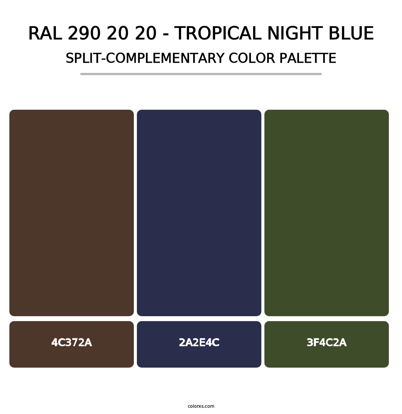 RAL 290 20 20 - Tropical Night Blue - Split-Complementary Color Palette