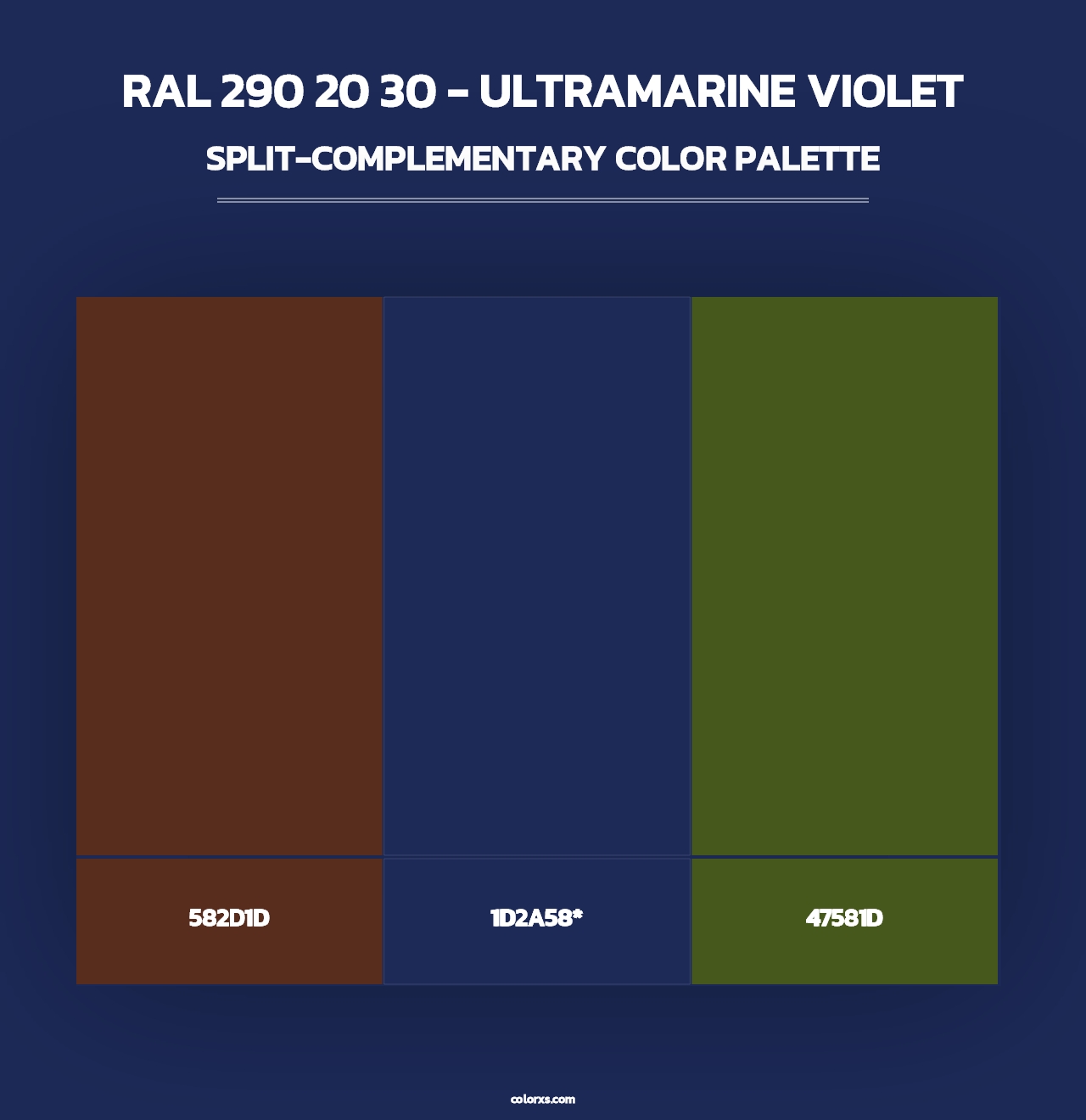 RAL 290 20 30 - Ultramarine Violet - Split-Complementary Color Palette