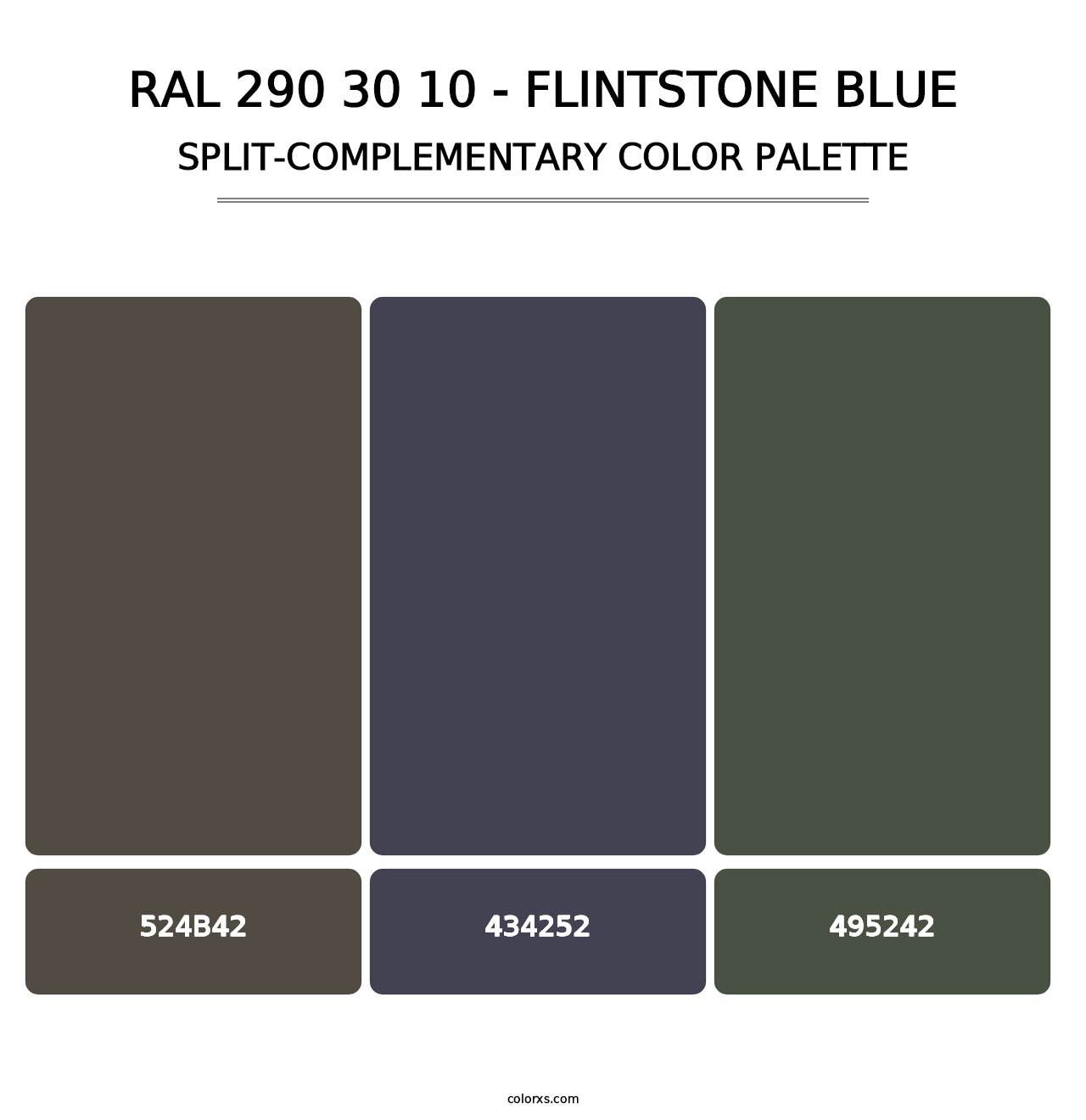 RAL 290 30 10 - Flintstone Blue - Split-Complementary Color Palette