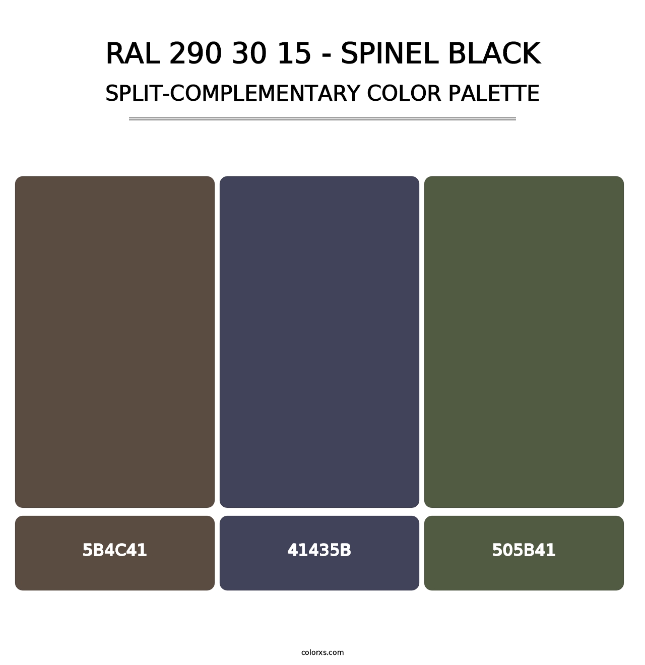 RAL 290 30 15 - Spinel Black - Split-Complementary Color Palette