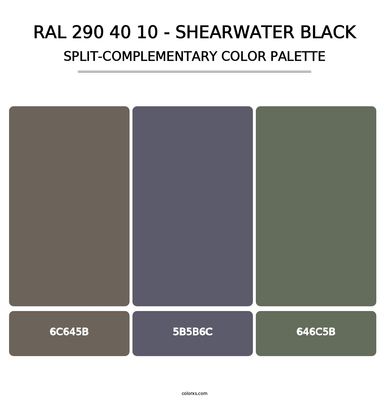 RAL 290 40 10 - Shearwater Black - Split-Complementary Color Palette