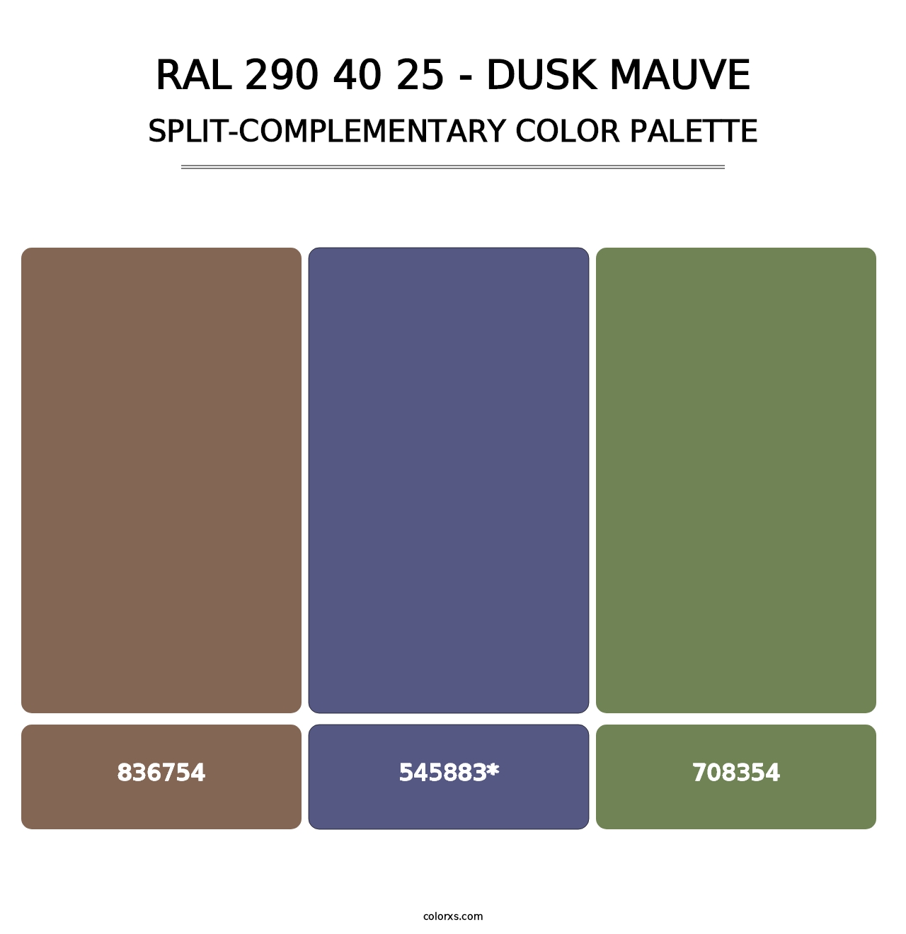 RAL 290 40 25 - Dusk Mauve - Split-Complementary Color Palette