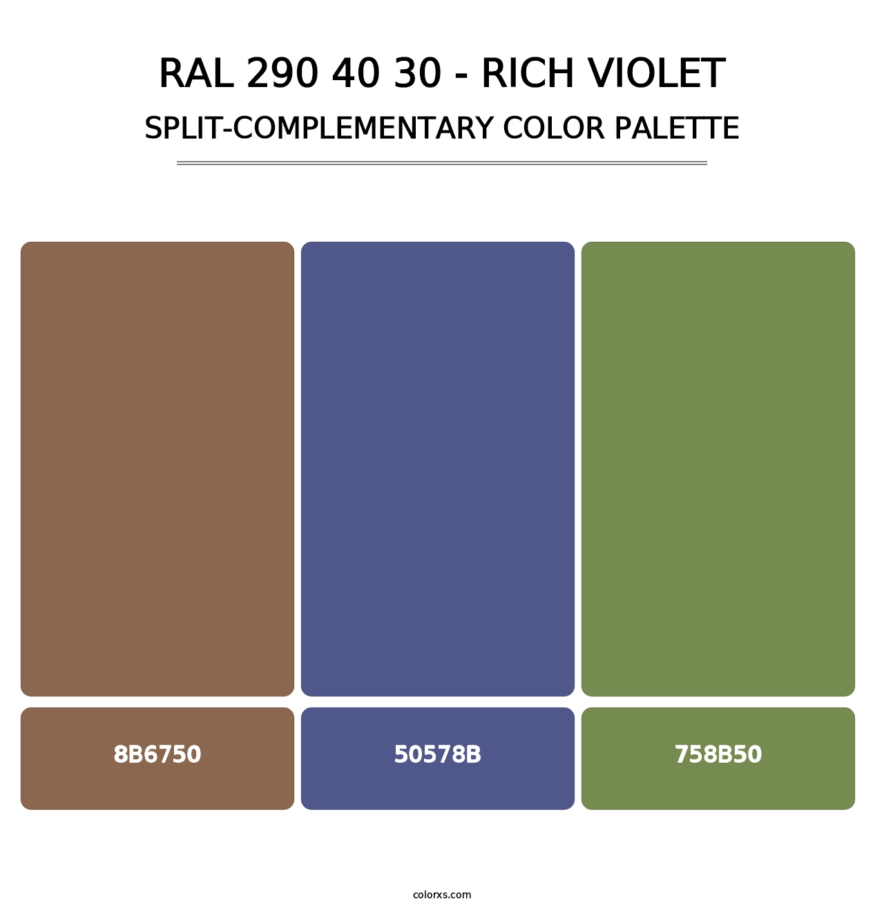 RAL 290 40 30 - Rich Violet - Split-Complementary Color Palette