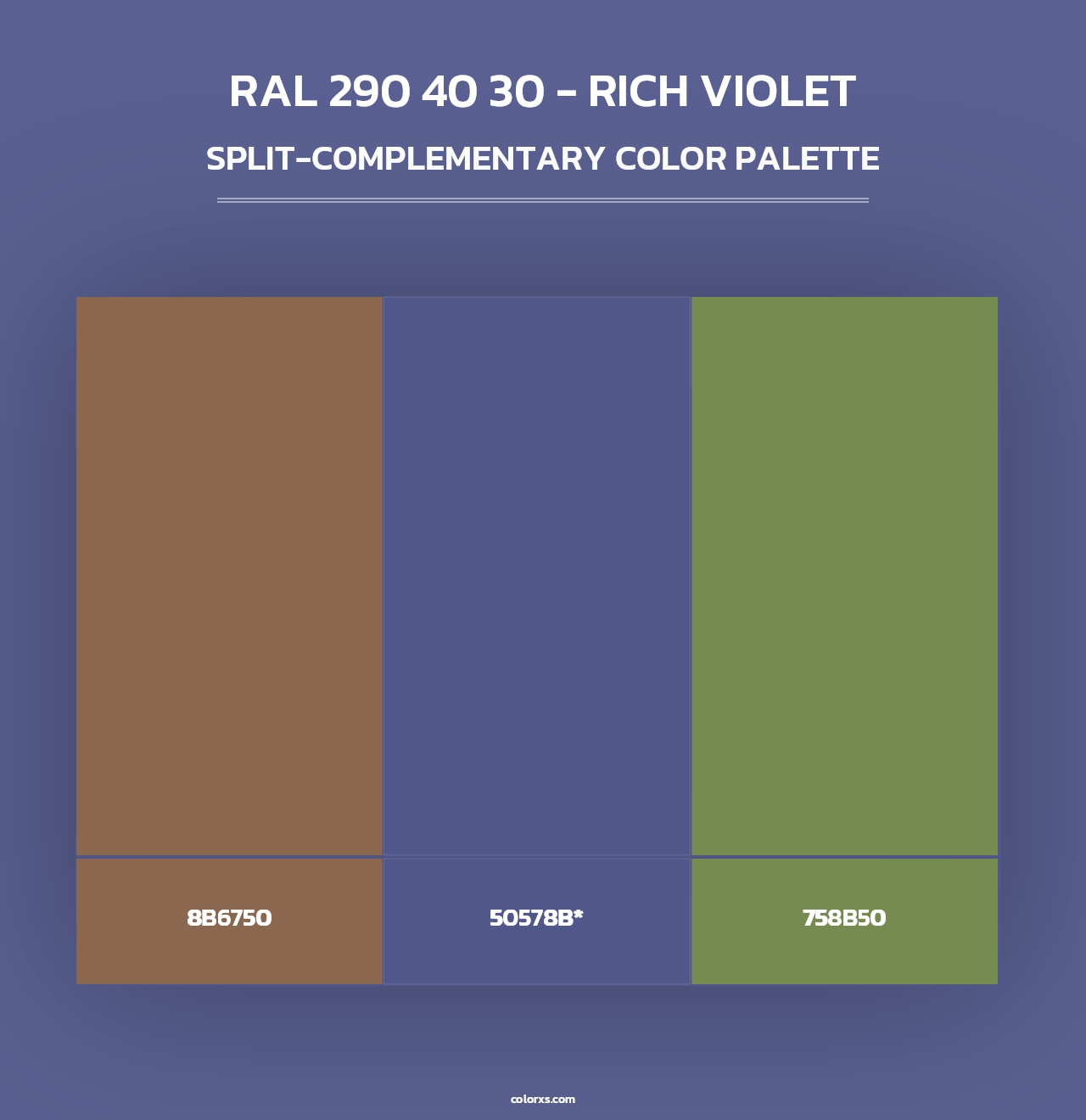 RAL 290 40 30 - Rich Violet - Split-Complementary Color Palette