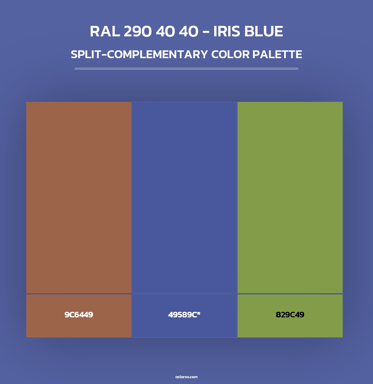 RAL 290 40 40 - Iris Blue - Split-Complementary Color Palette