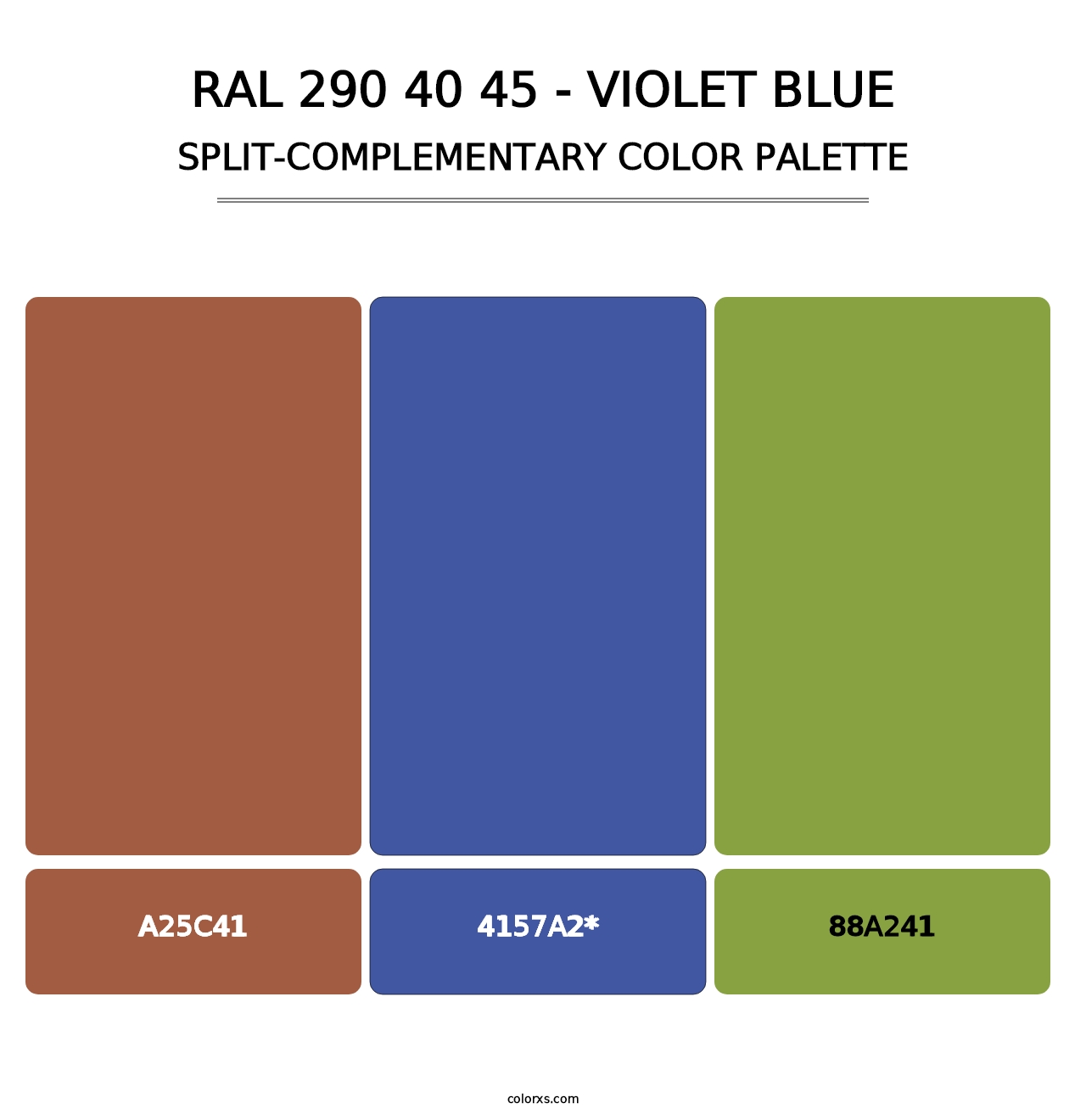 RAL 290 40 45 - Violet Blue - Split-Complementary Color Palette