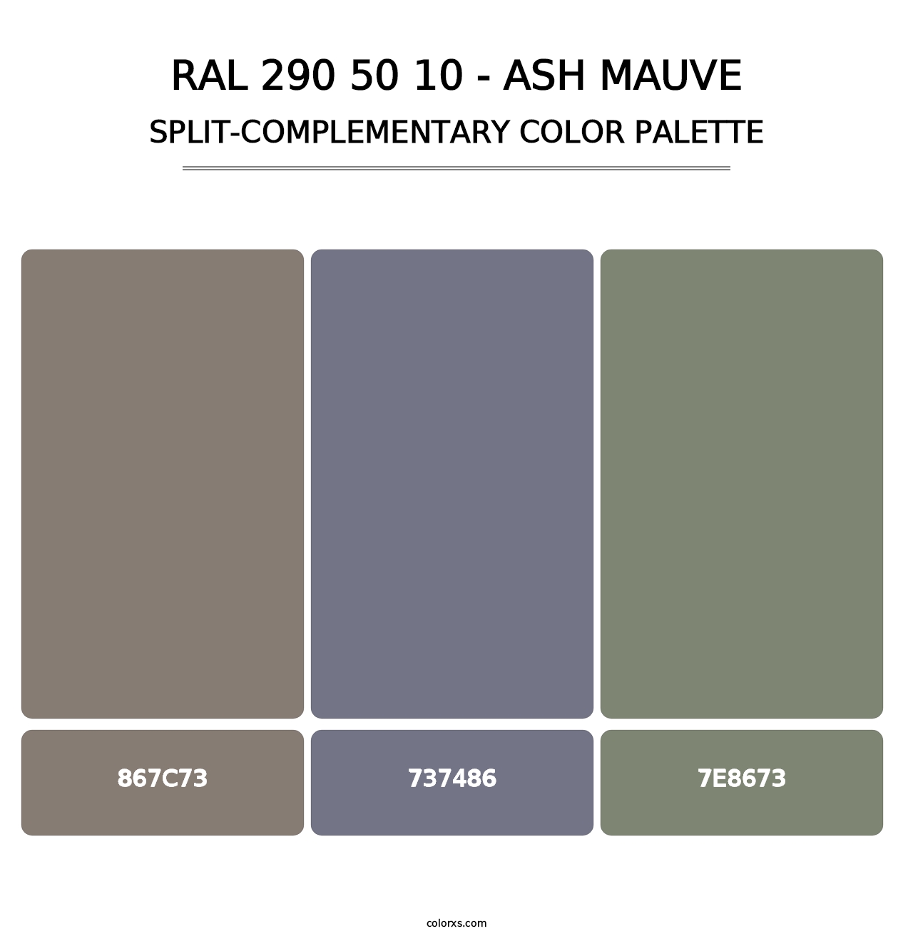 RAL 290 50 10 - Ash Mauve - Split-Complementary Color Palette