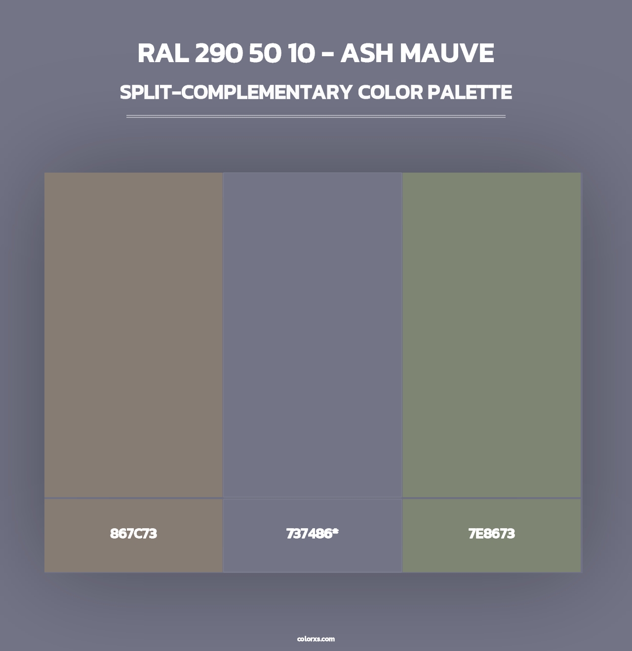 RAL 290 50 10 - Ash Mauve - Split-Complementary Color Palette