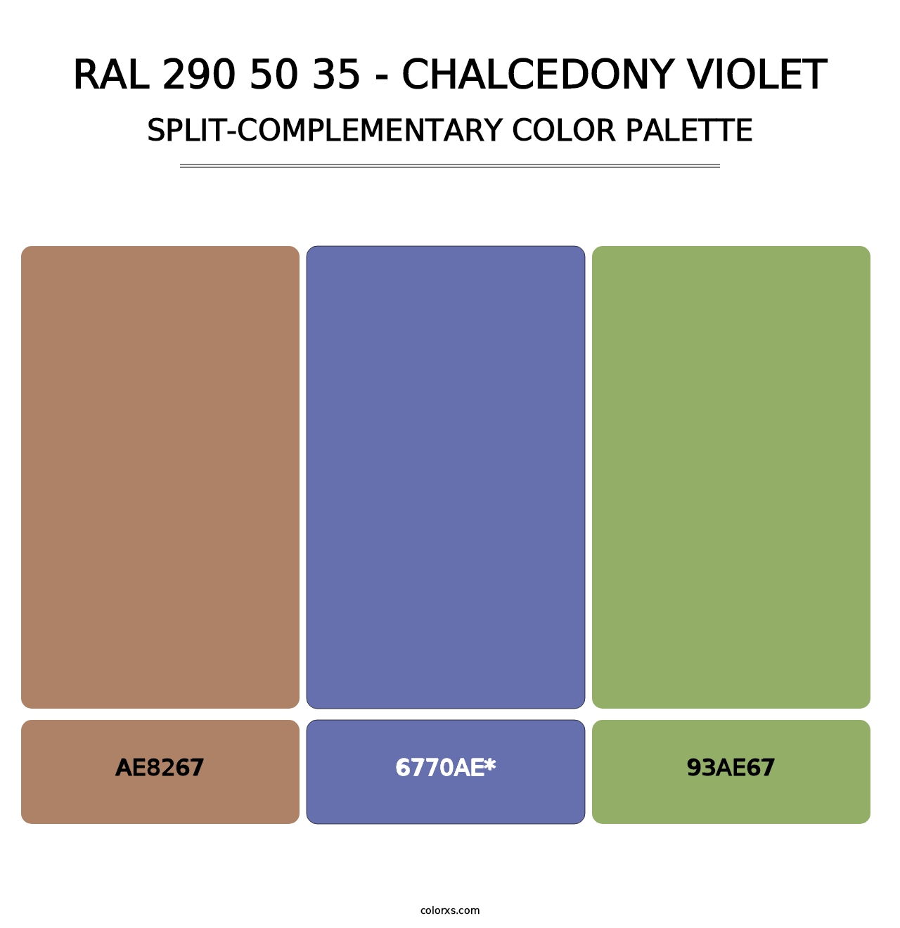 RAL 290 50 35 - Chalcedony Violet - Split-Complementary Color Palette