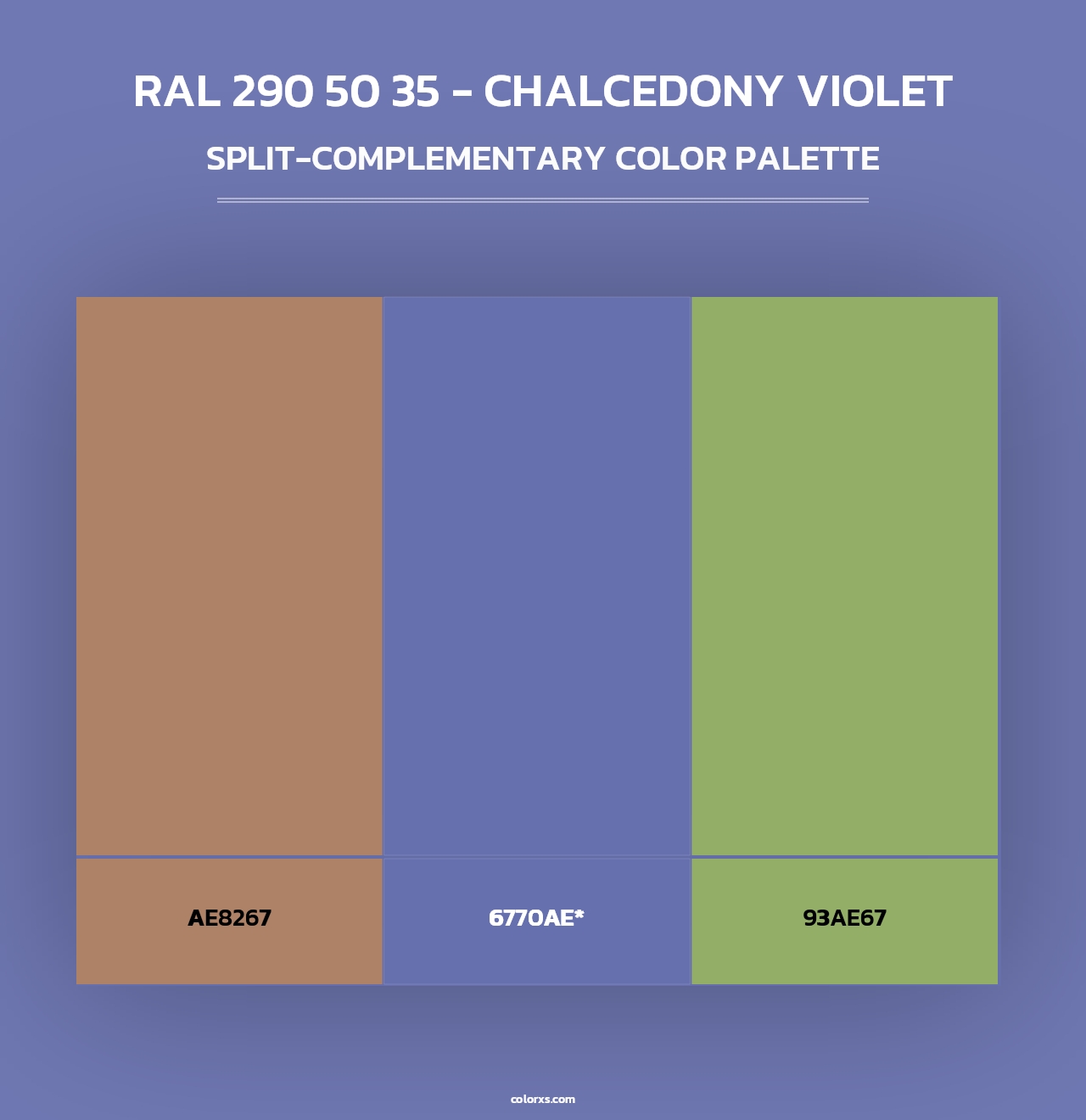 RAL 290 50 35 - Chalcedony Violet - Split-Complementary Color Palette
