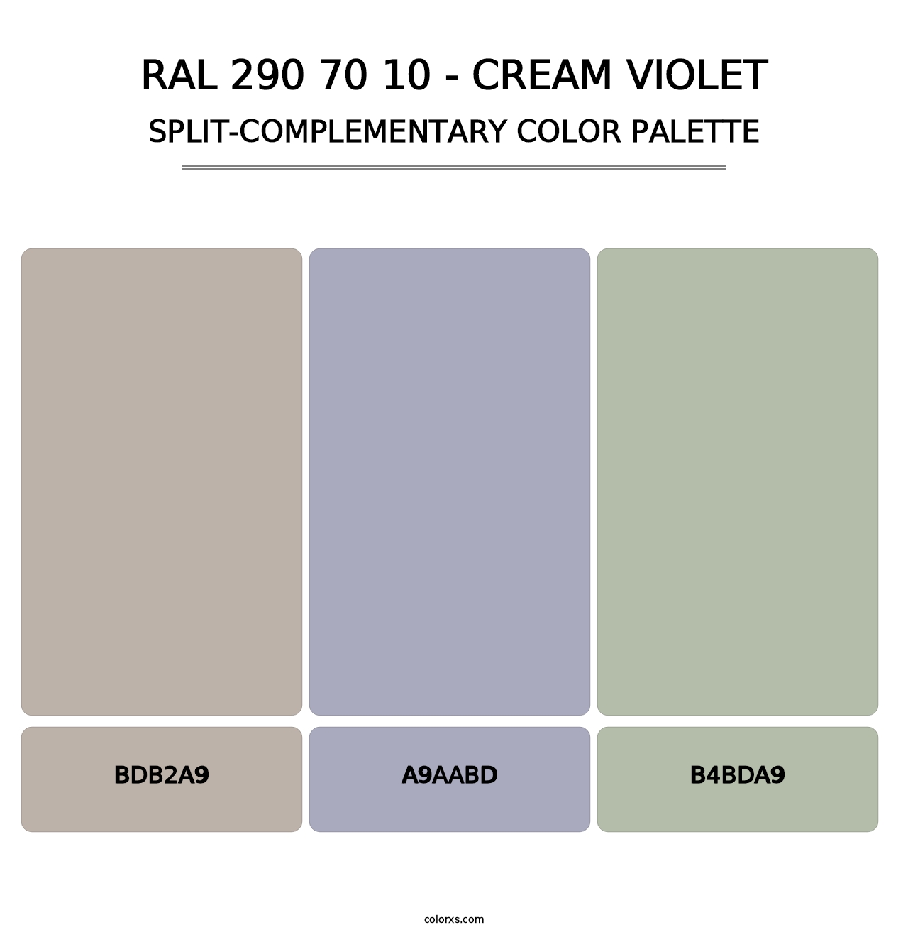 RAL 290 70 10 - Cream Violet - Split-Complementary Color Palette