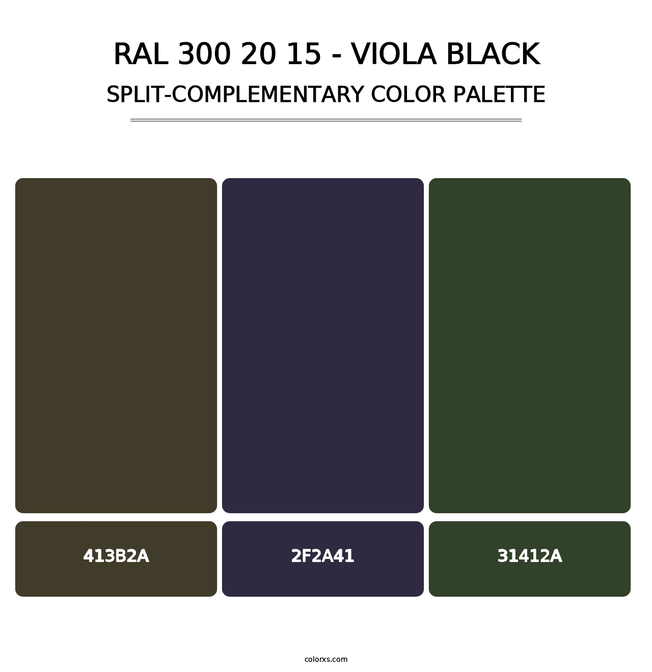 RAL 300 20 15 - Viola Black - Split-Complementary Color Palette