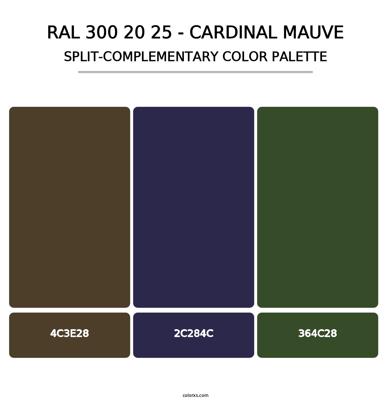 RAL 300 20 25 - Cardinal Mauve - Split-Complementary Color Palette