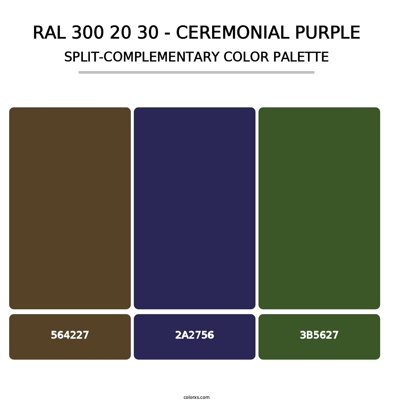RAL 300 20 30 - Ceremonial Purple - Split-Complementary Color Palette