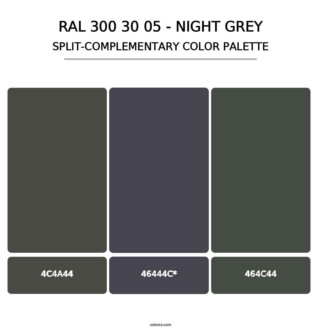 RAL 300 30 05 - Night Grey - Split-Complementary Color Palette