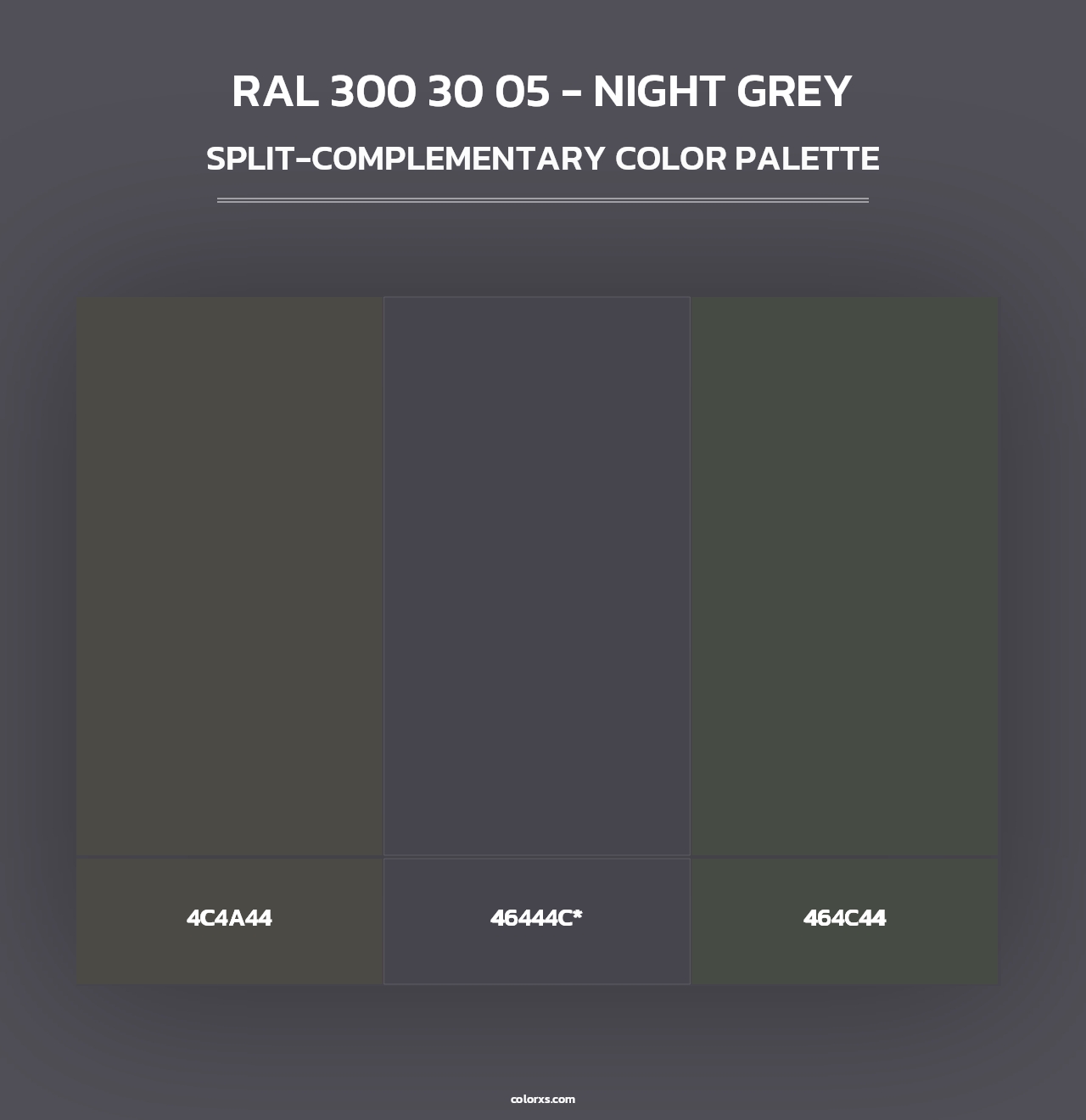 RAL 300 30 05 - Night Grey - Split-Complementary Color Palette