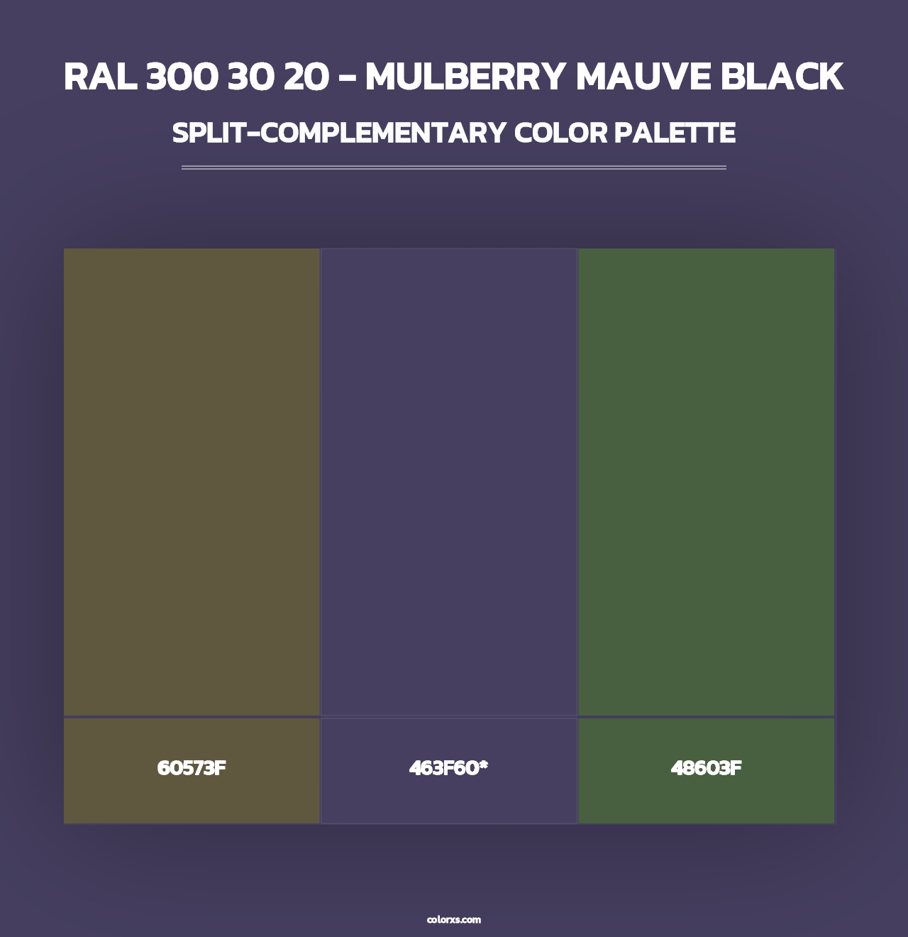 RAL 300 30 20 - Mulberry Mauve Black - Split-Complementary Color Palette