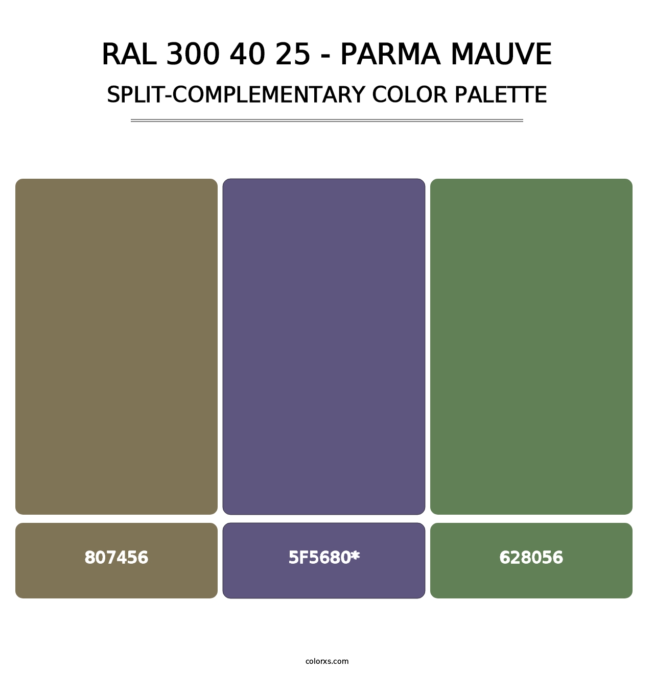 RAL 300 40 25 - Parma Mauve - Split-Complementary Color Palette
