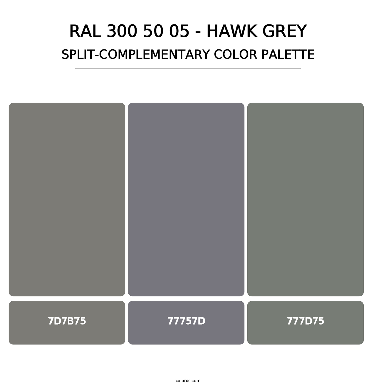 RAL 300 50 05 - Hawk Grey - Split-Complementary Color Palette