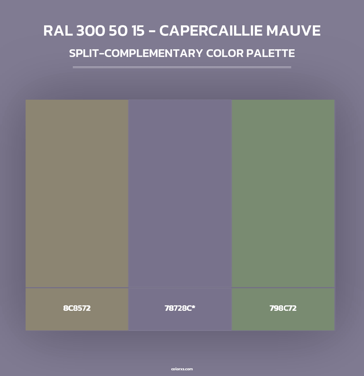 RAL 300 50 15 - Capercaillie Mauve - Split-Complementary Color Palette