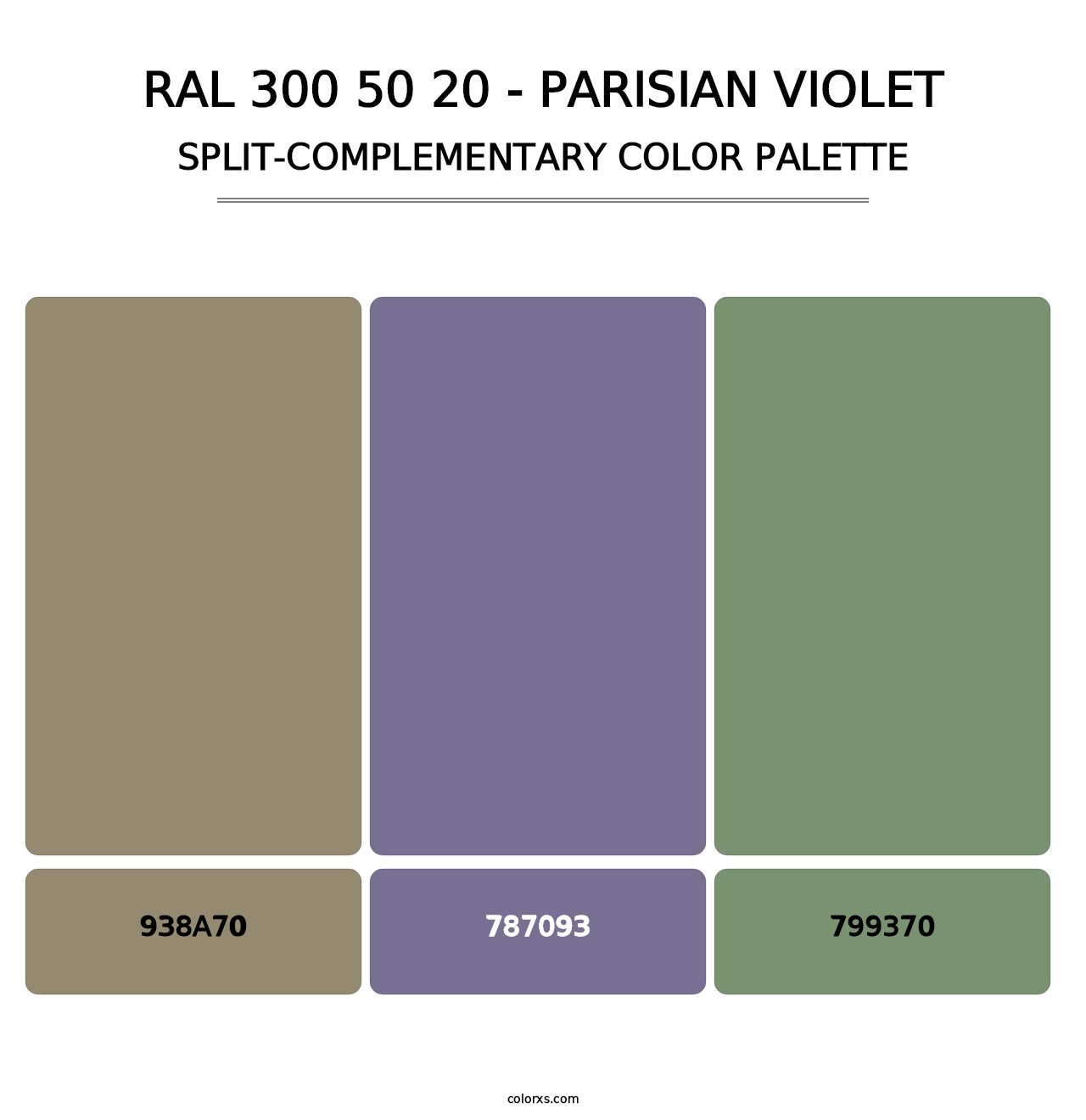 RAL 300 50 20 - Parisian Violet - Split-Complementary Color Palette