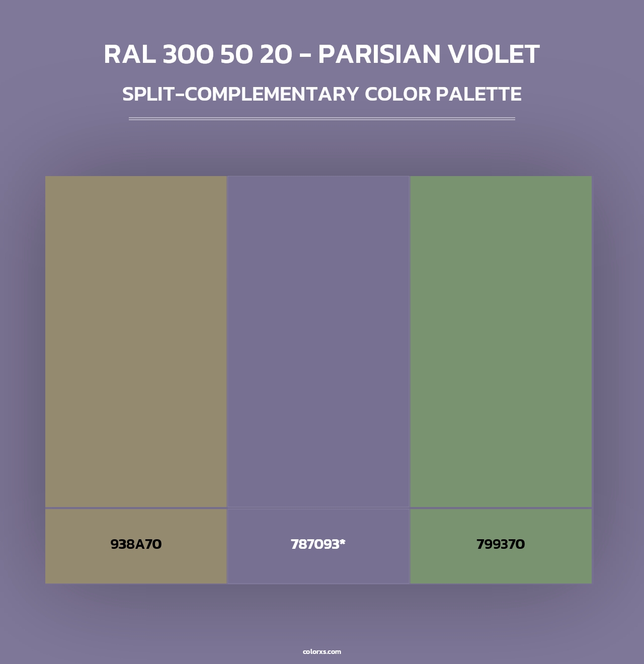 RAL 300 50 20 - Parisian Violet - Split-Complementary Color Palette