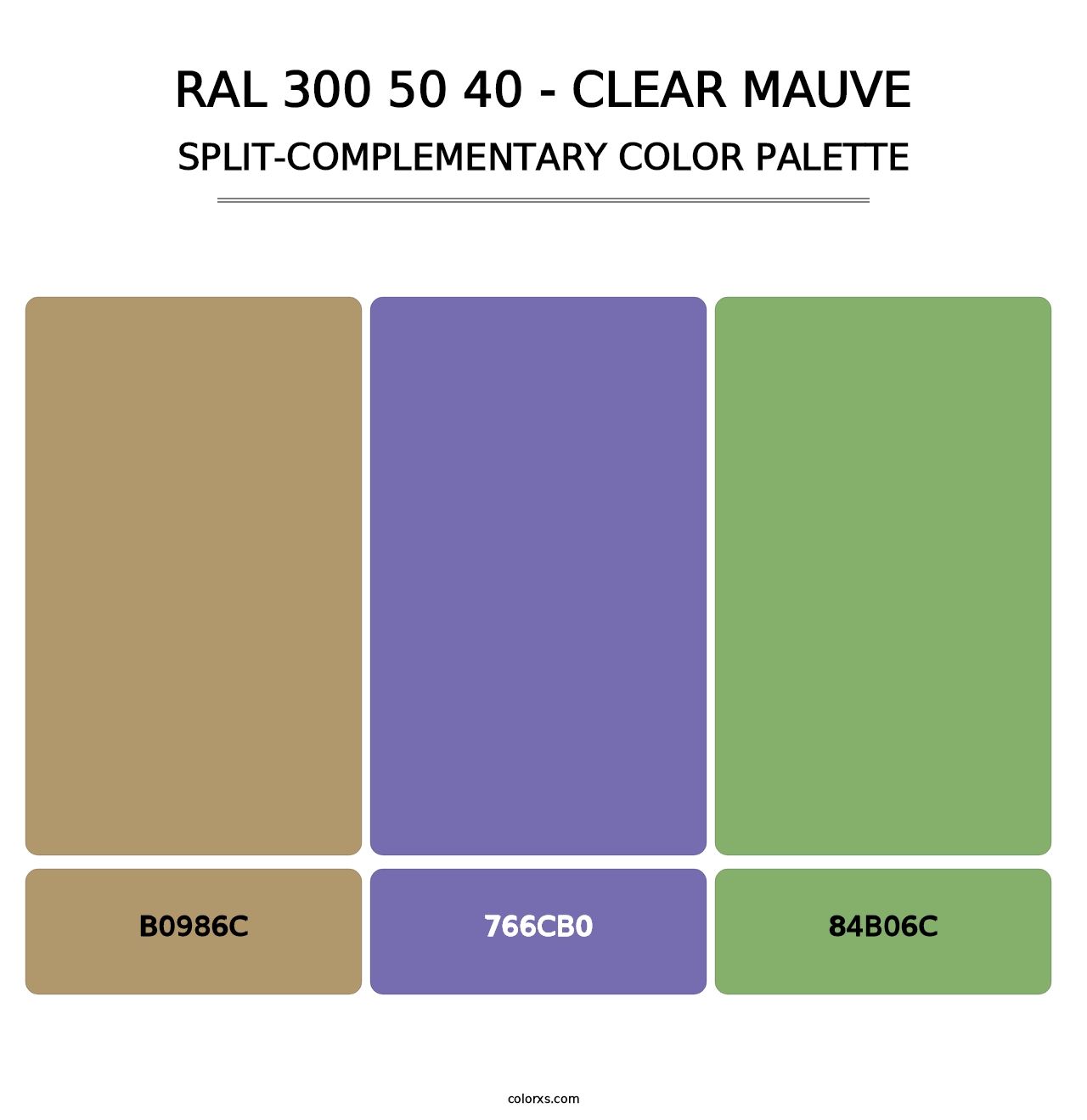 RAL 300 50 40 - Clear Mauve - Split-Complementary Color Palette
