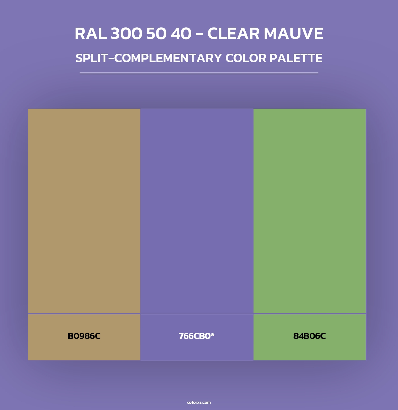 RAL 300 50 40 - Clear Mauve - Split-Complementary Color Palette
