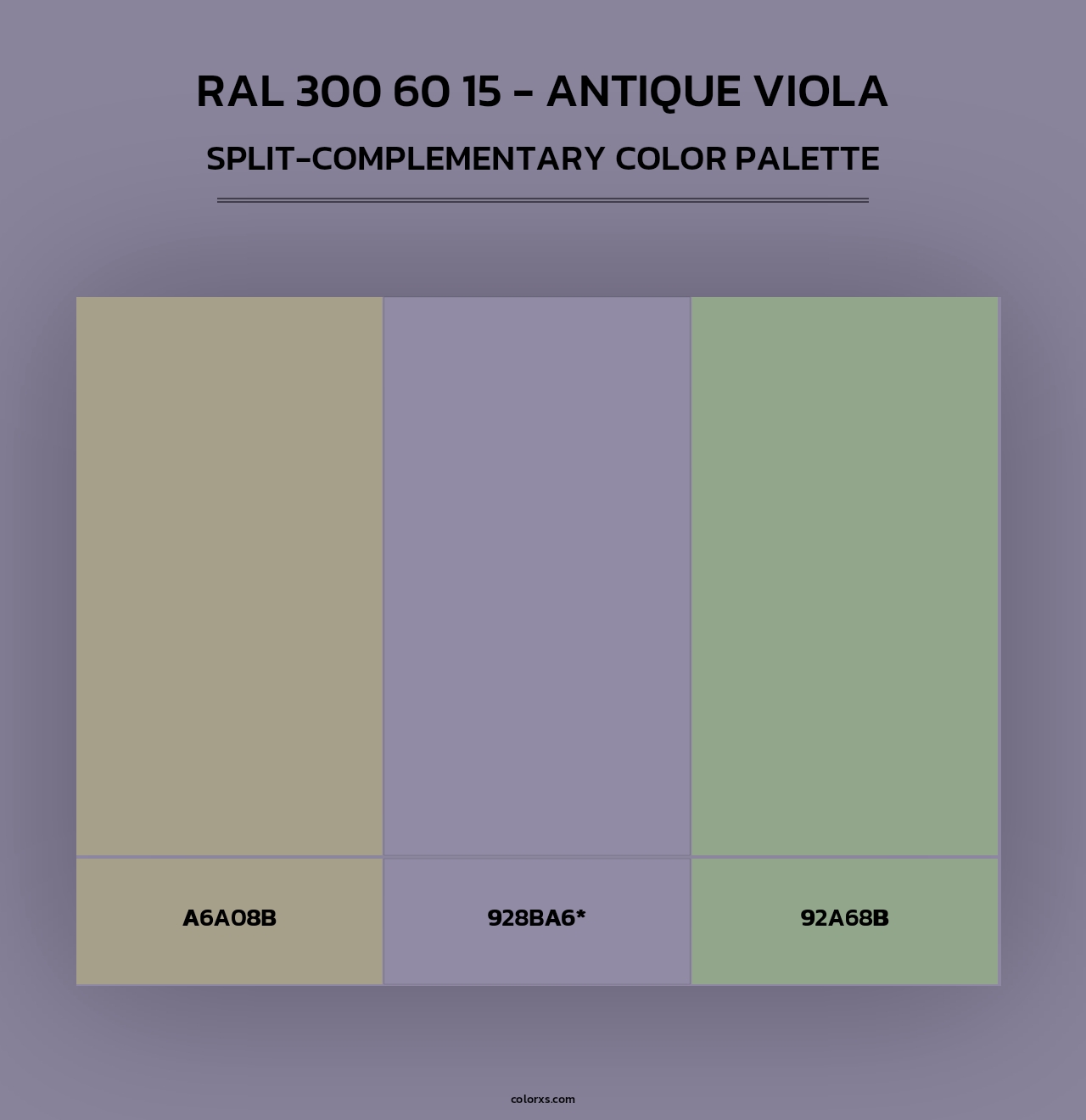 RAL 300 60 15 - Antique Viola - Split-Complementary Color Palette