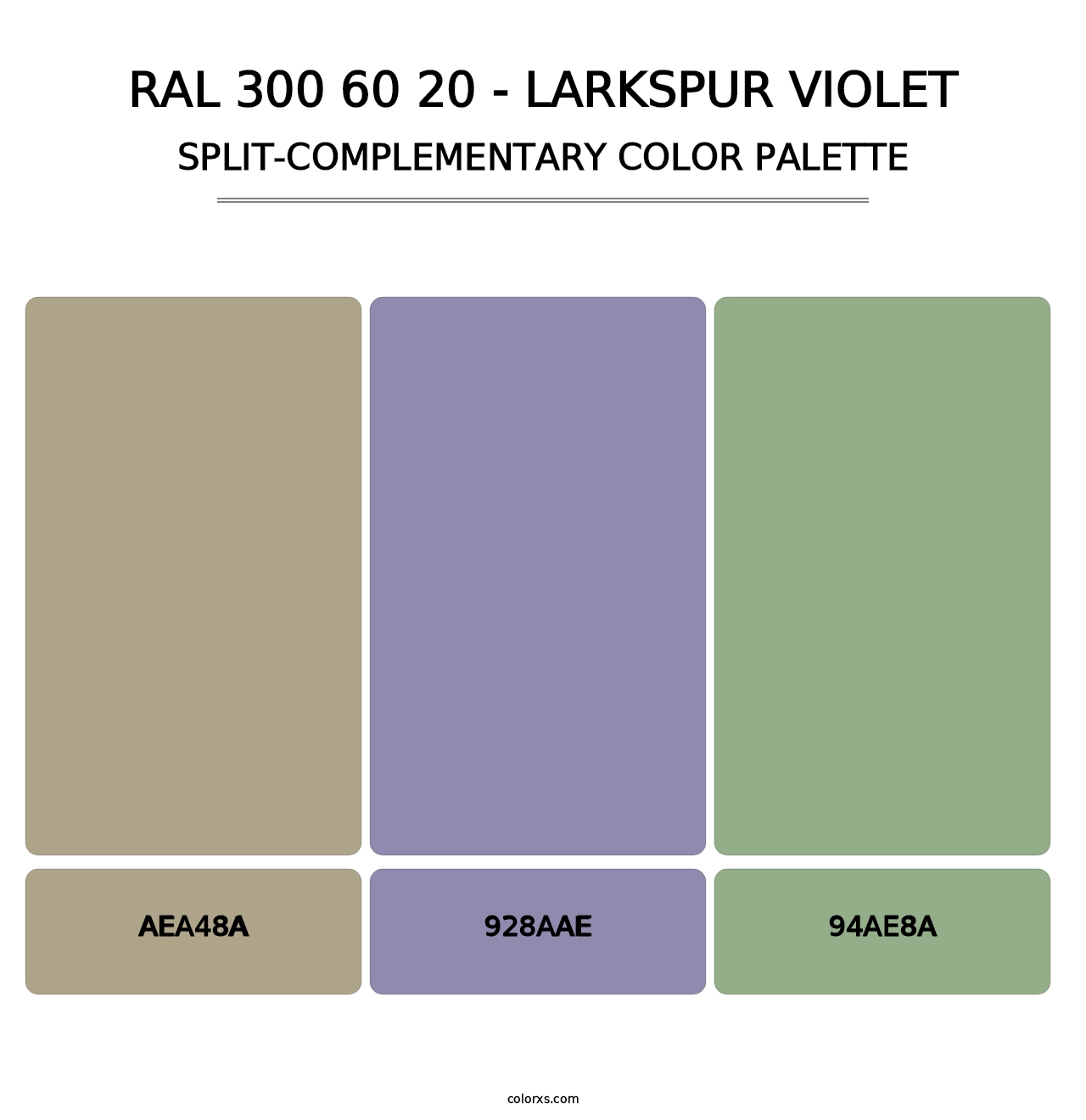 RAL 300 60 20 - Larkspur Violet - Split-Complementary Color Palette
