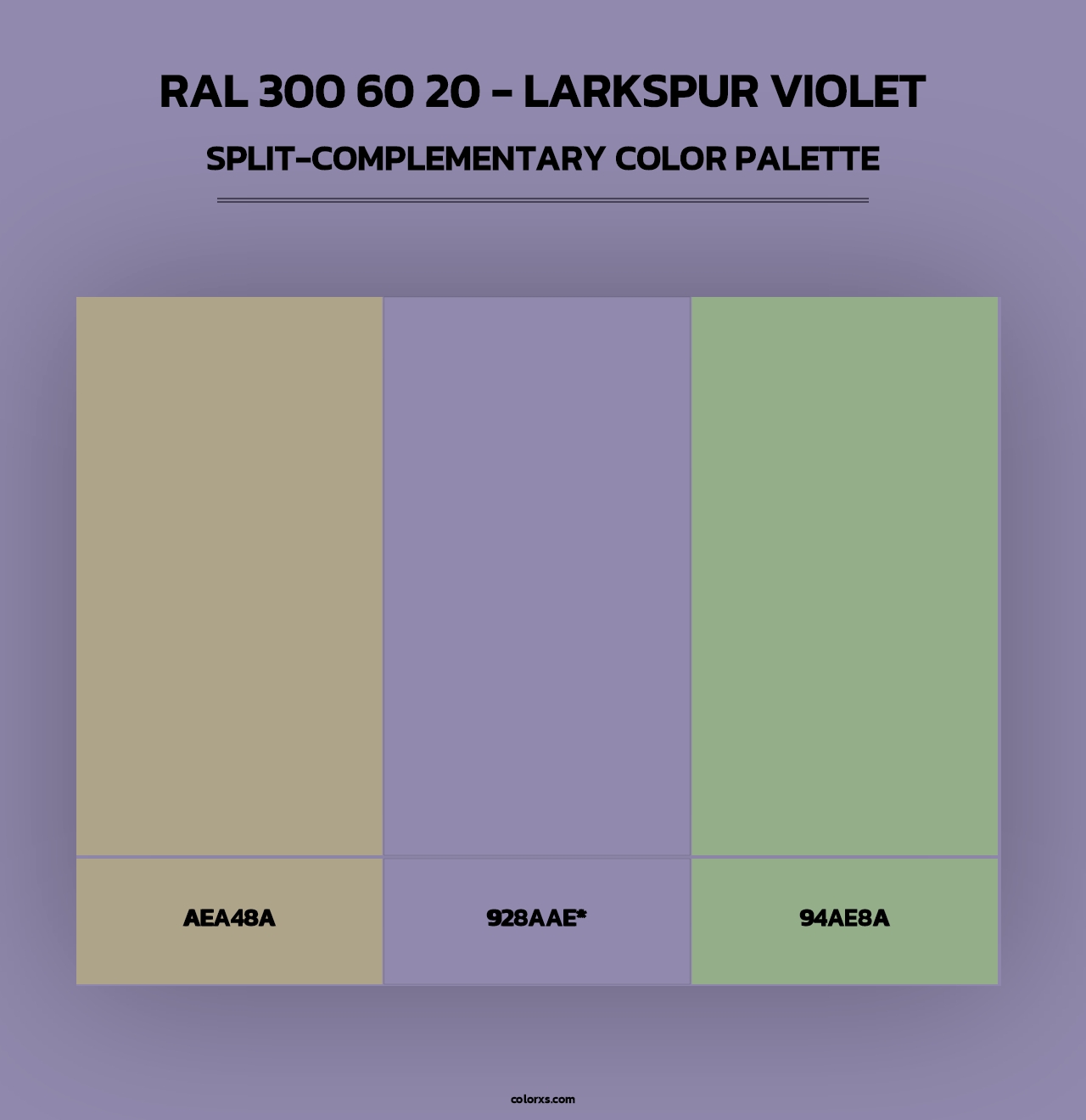 RAL 300 60 20 - Larkspur Violet - Split-Complementary Color Palette