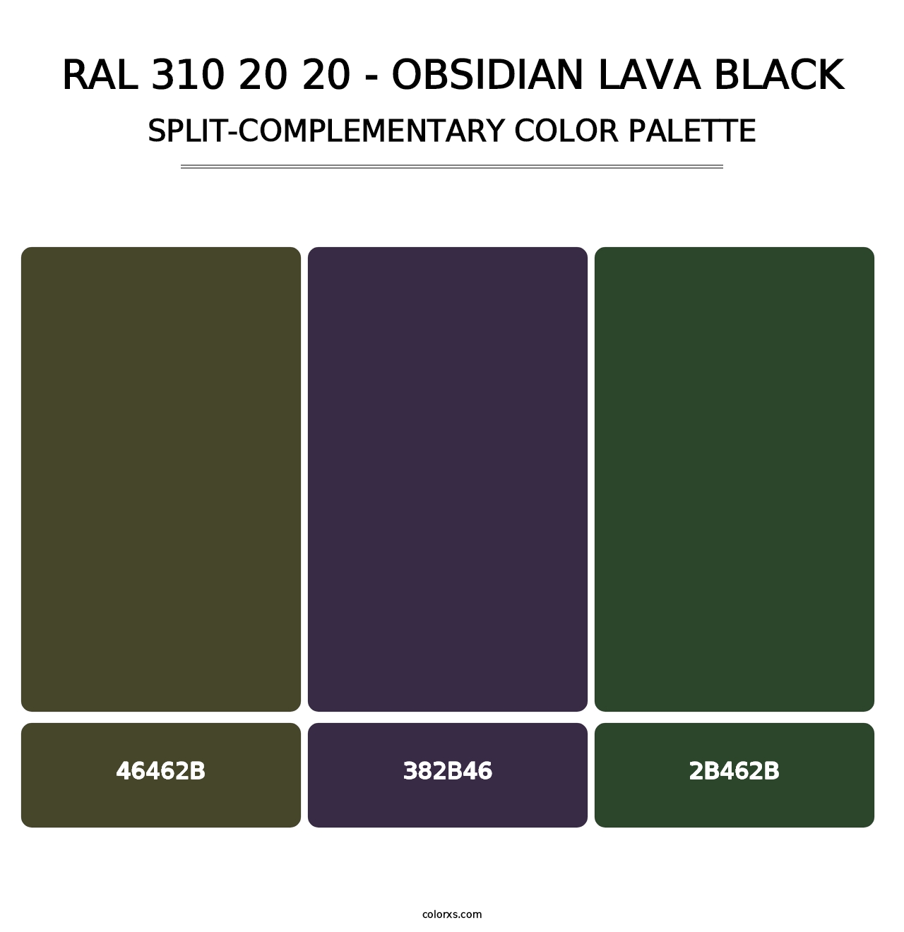 RAL 310 20 20 - Obsidian Lava Black - Split-Complementary Color Palette