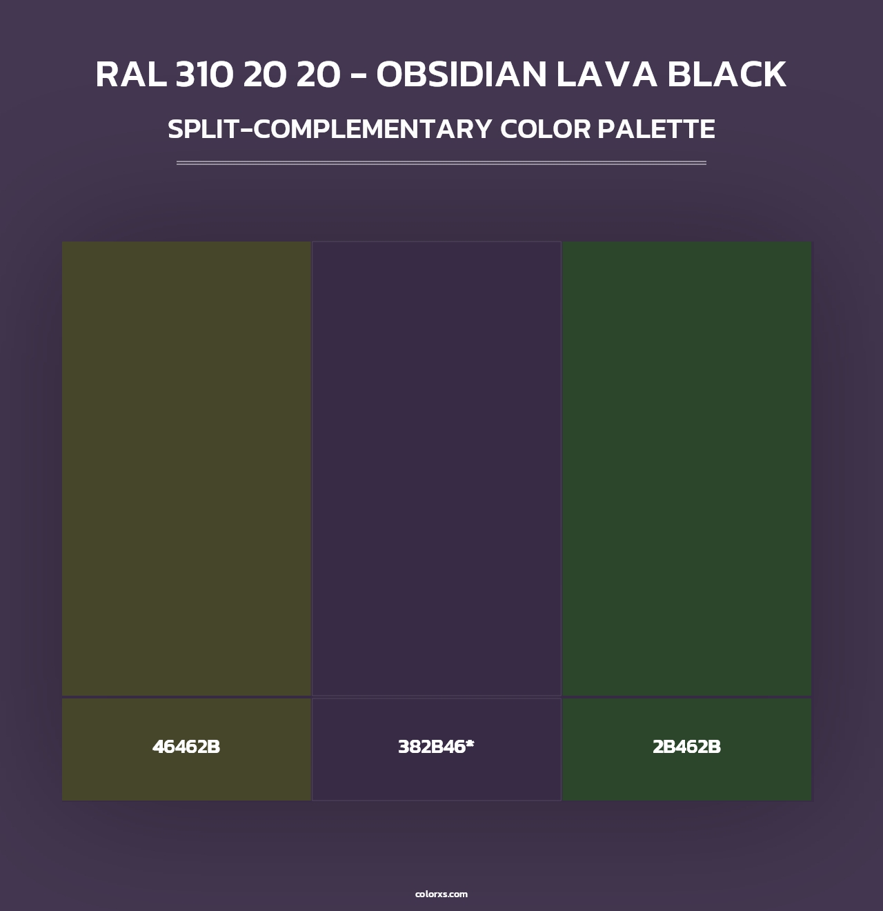 RAL 310 20 20 - Obsidian Lava Black - Split-Complementary Color Palette