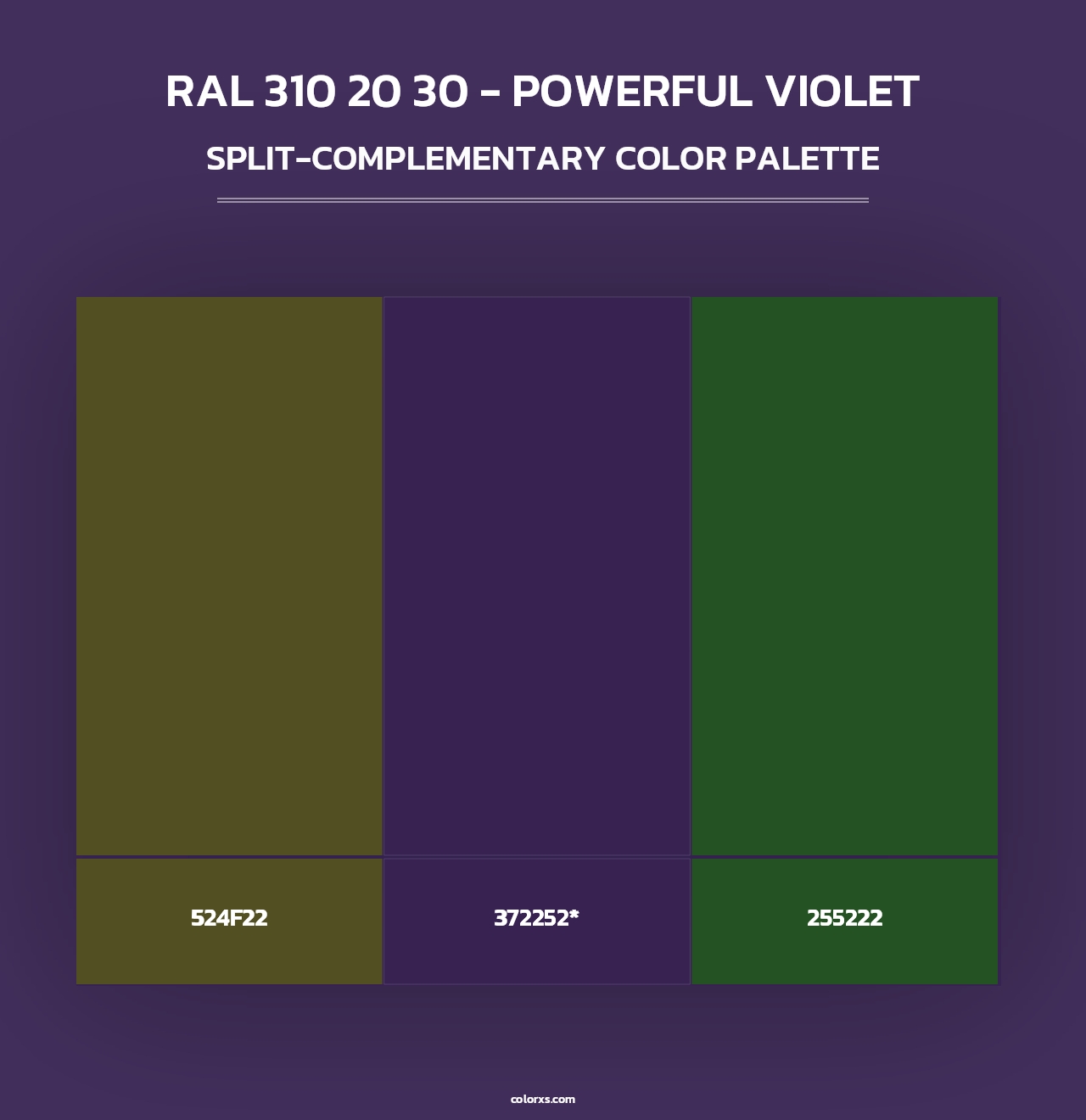 RAL 310 20 30 - Powerful Violet - Split-Complementary Color Palette
