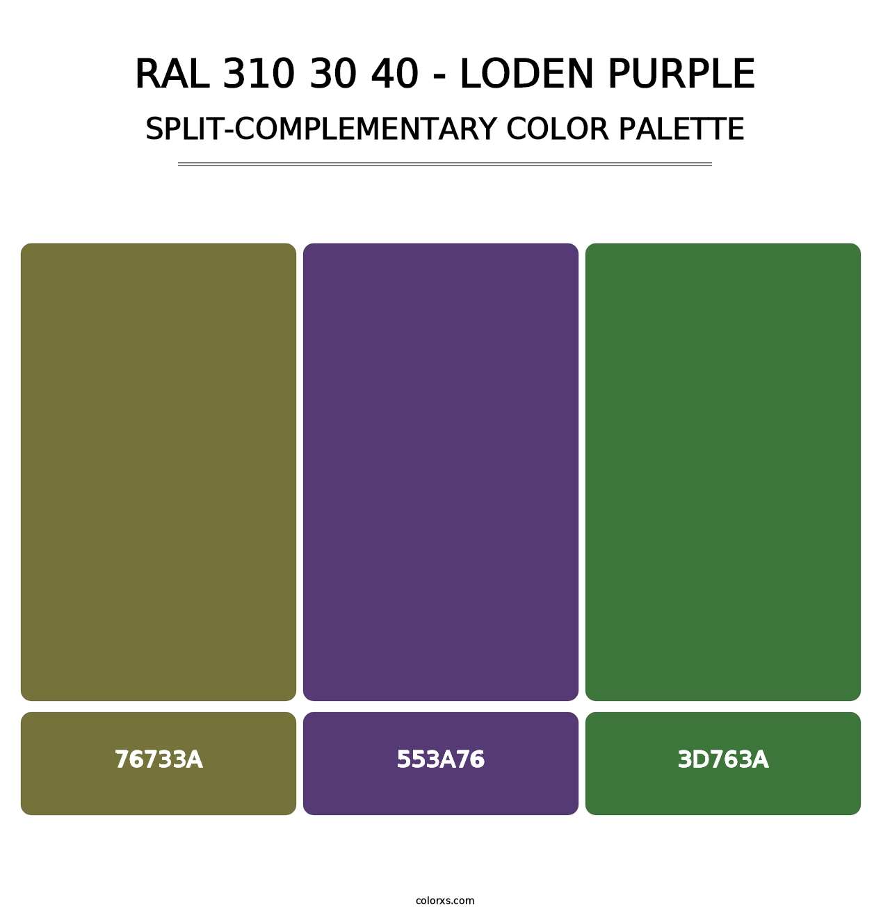 RAL 310 30 40 - Loden Purple - Split-Complementary Color Palette