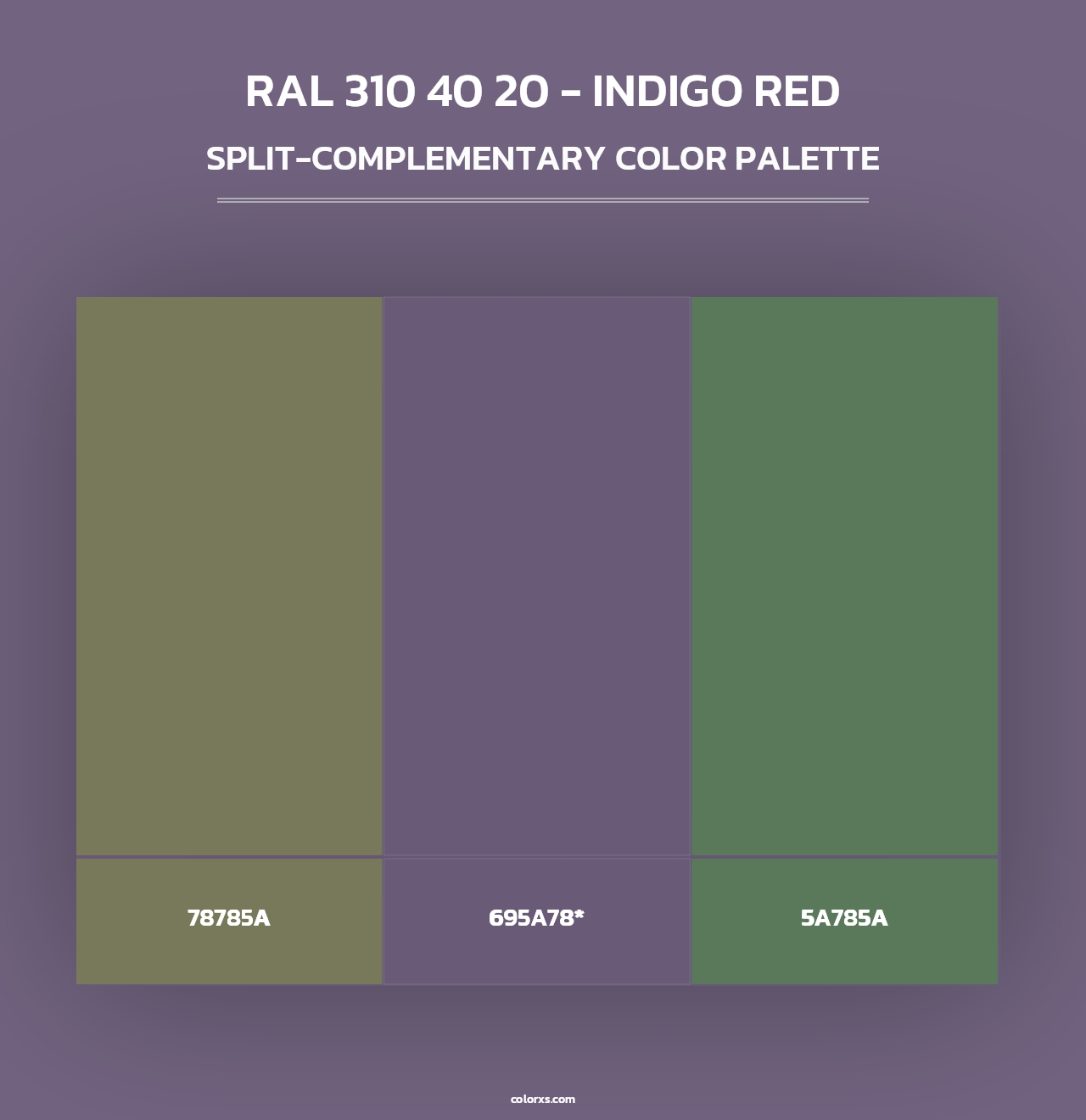 RAL 310 40 20 - Indigo Red - Split-Complementary Color Palette